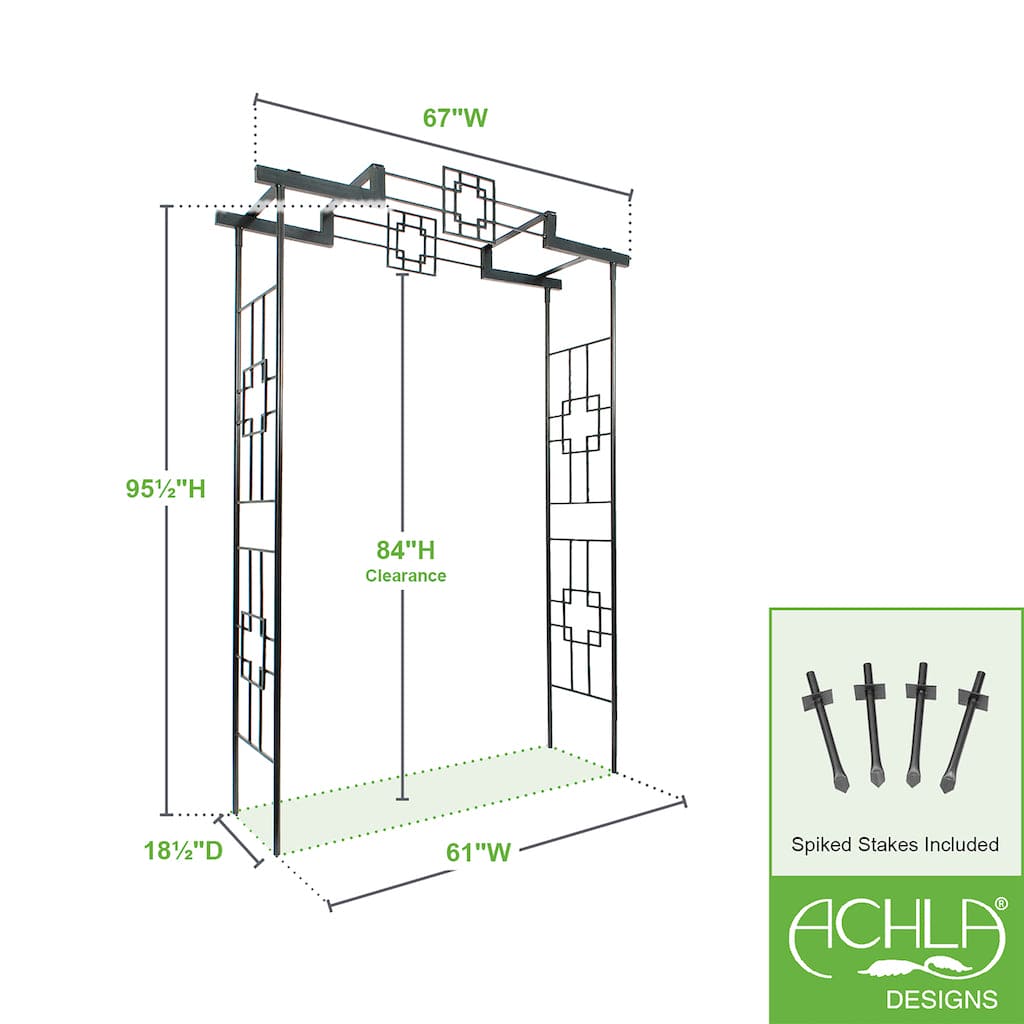 Achla Designs Square on Squares Arbor II - Modern Garden Trellis for Climbing Plants, Flowers & Vines | Perfect for Outdoor Gardens, Patios & Backyard Decor