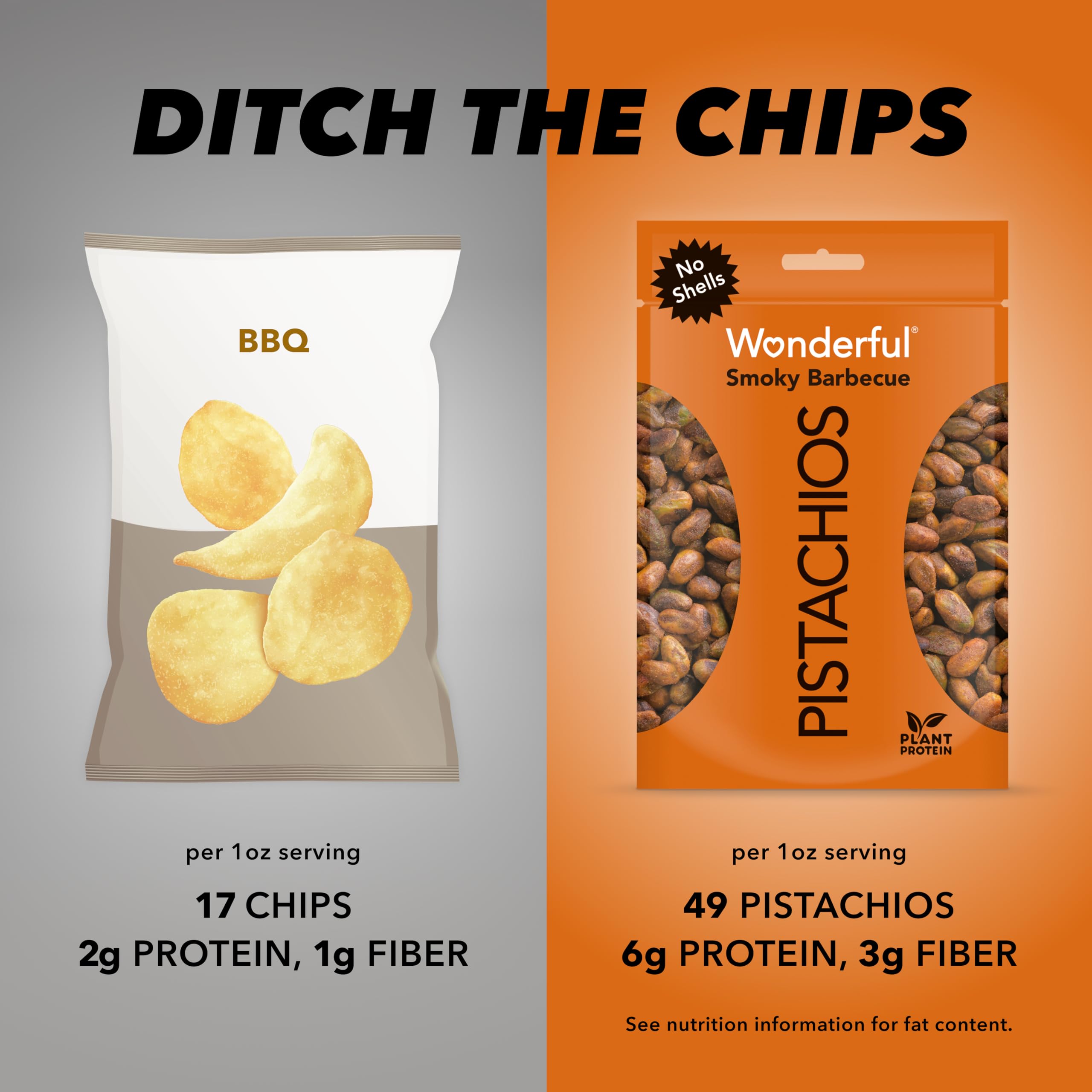 Wonderful Pistachios No Shells, Smoky BBQ Flavor, 2.25oz Bags (Pack of 8) – High Protein Healthy Snacks for Travel, Hiking, Office & On-the-Go Nutrition