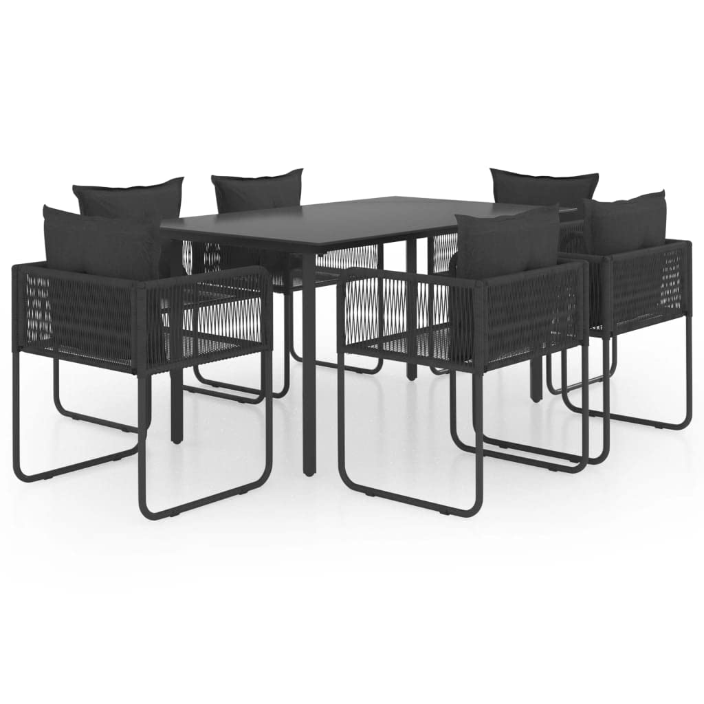 Premium 7-Piece Outdoor Dining Set - Modern Patio Furniture with Weather-Resistant PVC Rattan Chairs, Tempered Glass Table & Powder-Coated Steel Frame - Perfect for Garden, Patio, Terrace, Backyard & Poolside Dining