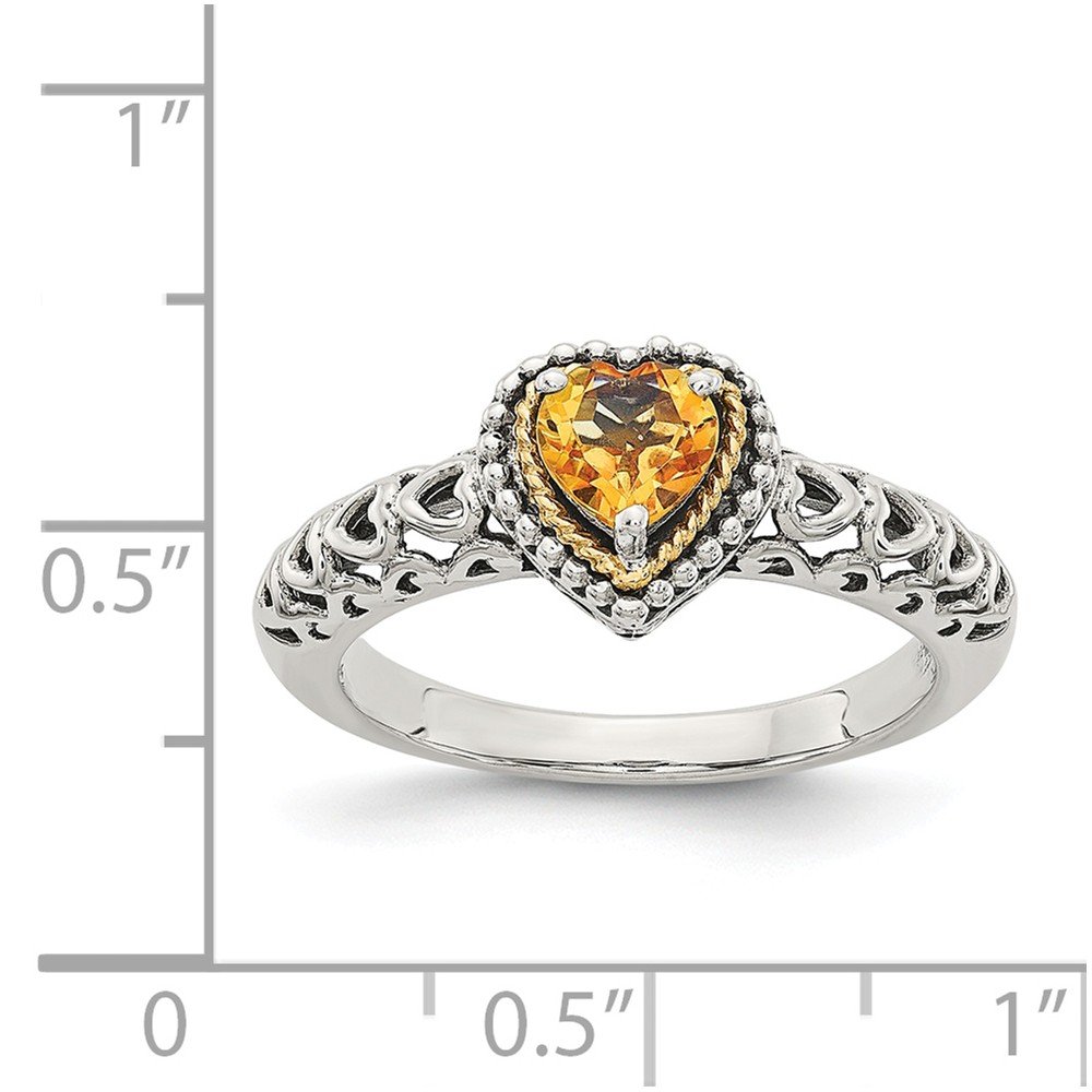 14K Yellow Gold & 925 Sterling Silver Citrine November Birthstone Engagement Ring for Women - Perfect for Proposals, Anniversaries, and Special Occasions