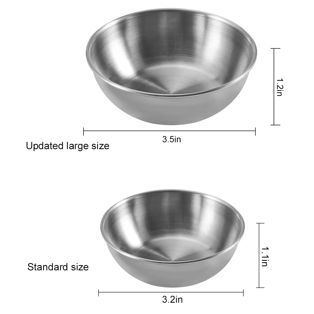 8-Pack 3.5 Inch Stainless Steel Mini Sauce Dishes - Round Individual Saucers for Sushi, Dipping Sauces, Seasonings & Appetizers - Perfect for Restaurants, Home Kitchens & Party Serving (Silver)