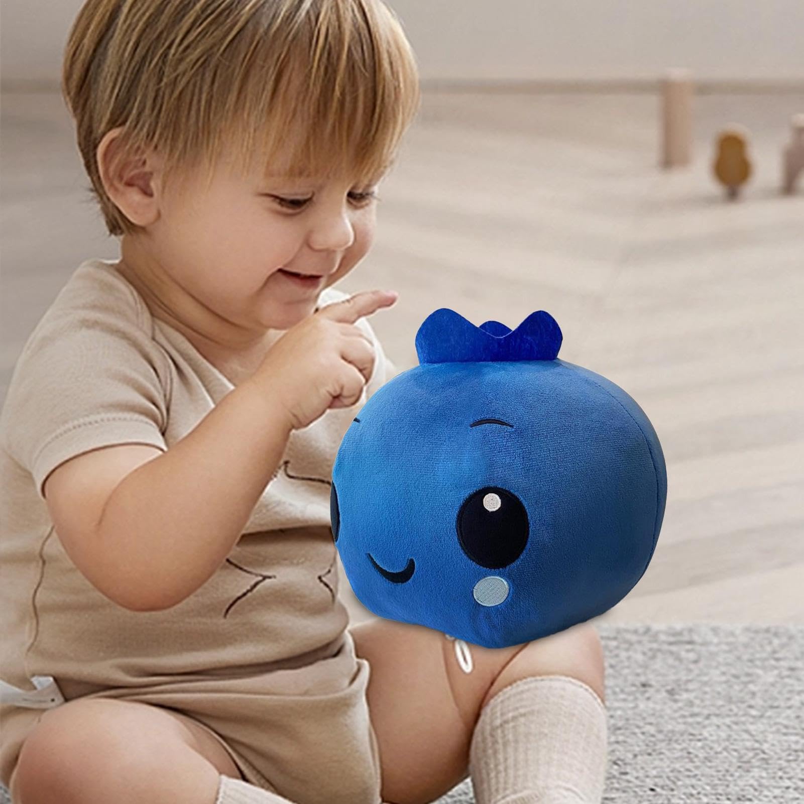 Blueberry Plush Toy - Soft Cartoon Fruit Stuffed Animal, Cute Durable Plush Decor for Kids Room, Nursery, or Gift | Fruit-Themed Collectible Toy for Playtime & Home Decoration