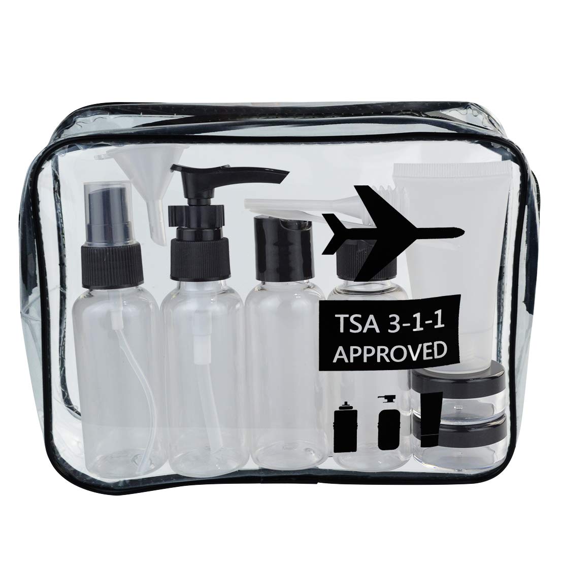 TSA Approved Travel Bottles & Leak-Proof Toiletry Bag Set - Clear Quart Size Travel Containers for Liquids, Makeup & Cosmetics | Perfect for Airplane Carry-On Luggage & Weekend Getaways