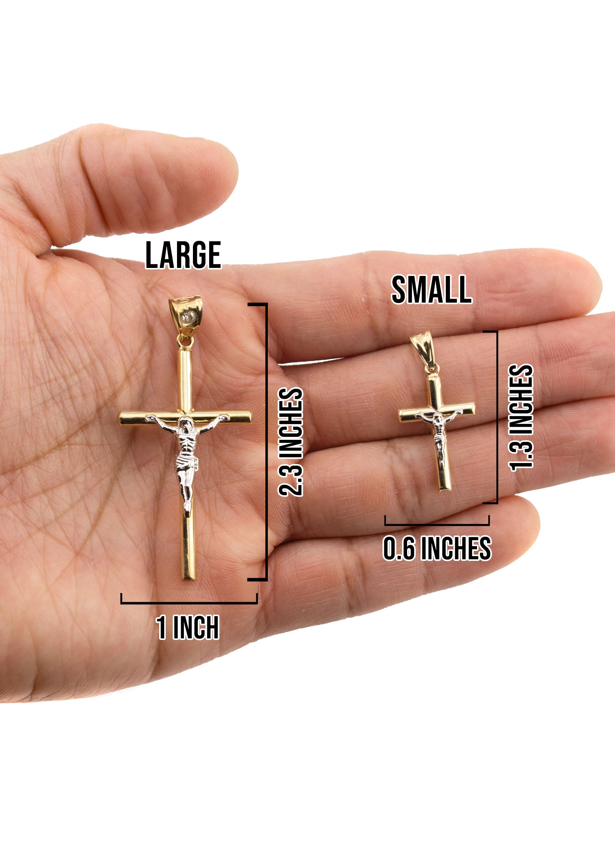 10K Yellow Gold Cross Necklace for Women & Men - Small 4 Grams & Large 8 Grams - Elegant Religious Jewelry for Everyday Wear, Gifts & Special Occasions