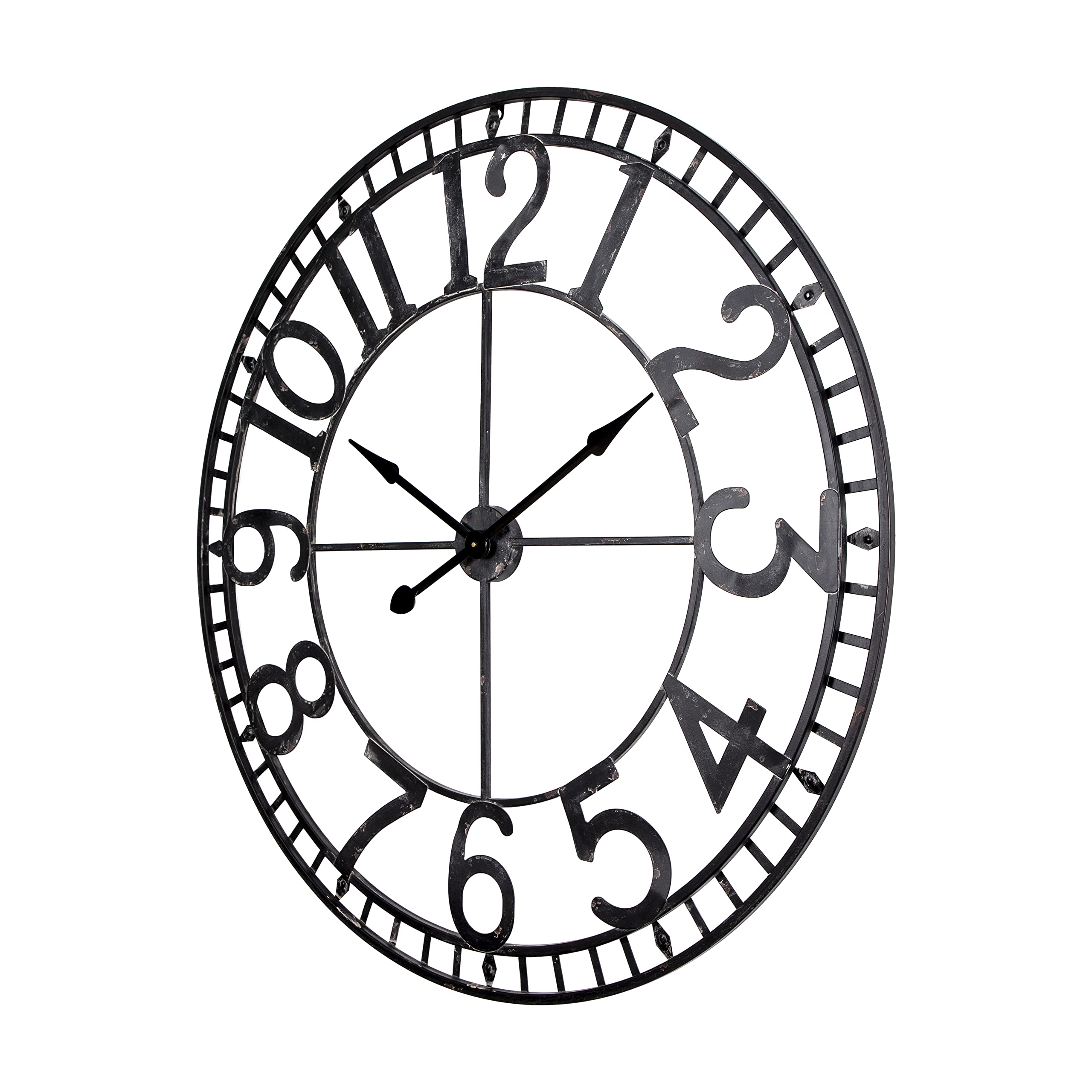 Industrial Wall Clock - Large Metal Clock for Living & Dining Room Decor (43.5