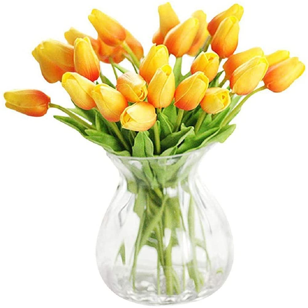30PCS Real-Touch Artificial Tulip Flowers - PU Fake Tulips Bouquet for Home Decor, Wedding Centerpieces, Party Table Arrangements - Perfect for Spring Decor, Bridal Showers & DIY Floral Projects