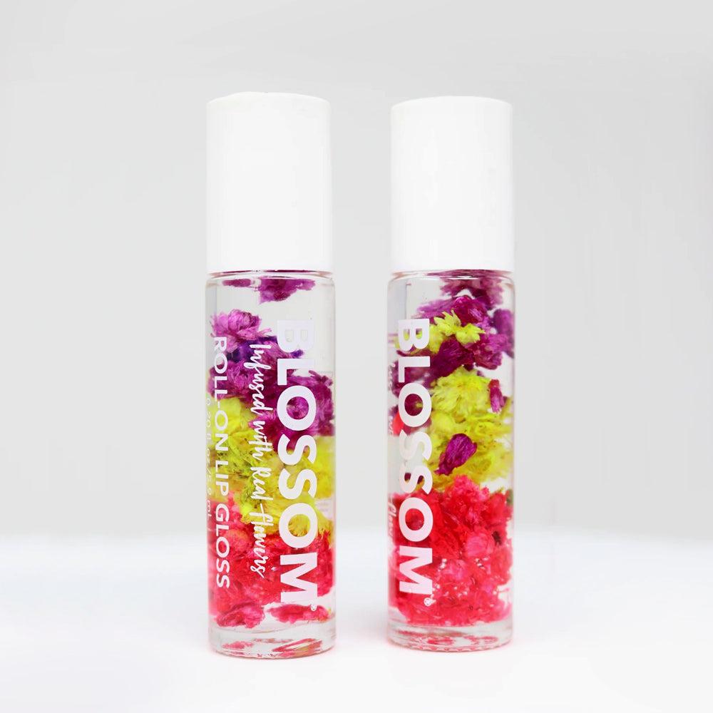 Blossom Roll On Lip Gloss with Natural Flower Infusion - 2 Pack Hydrating Lip Balm for Daily Moisture & Shine | Perfect for Work, Date Night & On-the-Go Touch Ups