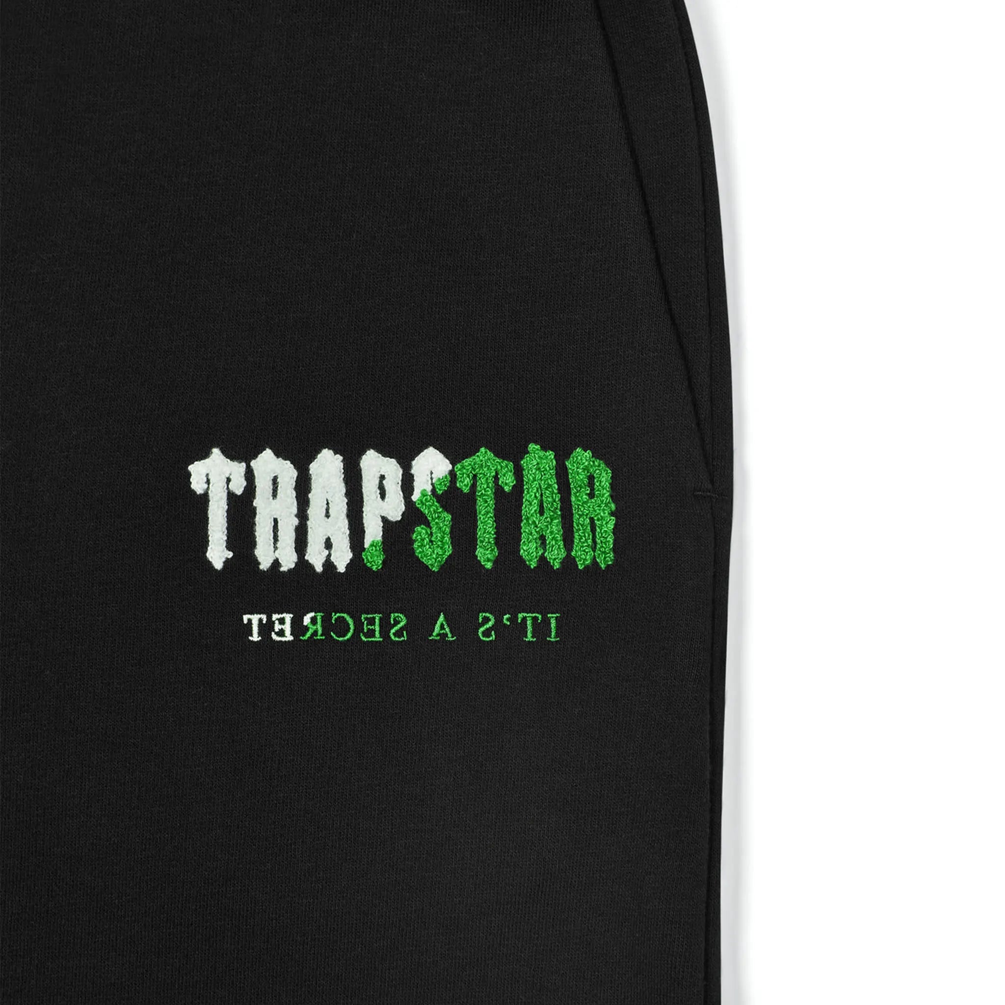 Trapstar Chenille Decoded Black Green Tracksuit for Men - Stylish Hoodie & Joggers Set - Perfect for Streetwear, Gym & Casual Outfits