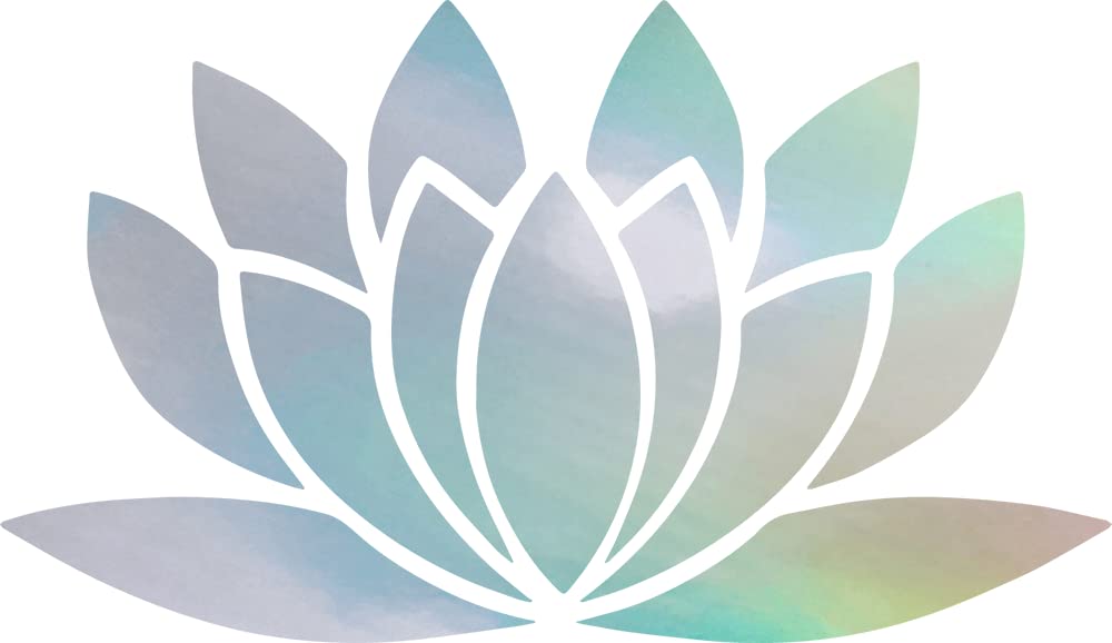 Premium Waterproof Vinyl Decal Stickers - Lotus Flower Holographic Design (Set of 2) for Laptop, Phone, Helmet, Car Window, Bumper, Mug, Cup, Door & Wall Decoration - Perfect for DIY Crafts, Home Decor, Office & Personal Accessories Customization