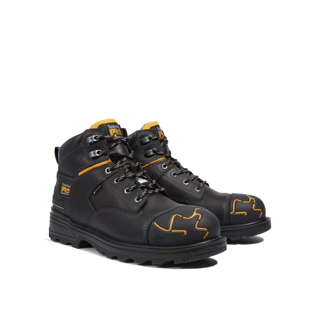 Magnitude 6 Inch Composite Toe Waterproof Work Boots for Men - Black Safety Shoes for Construction, Warehouse & Outdoor Work