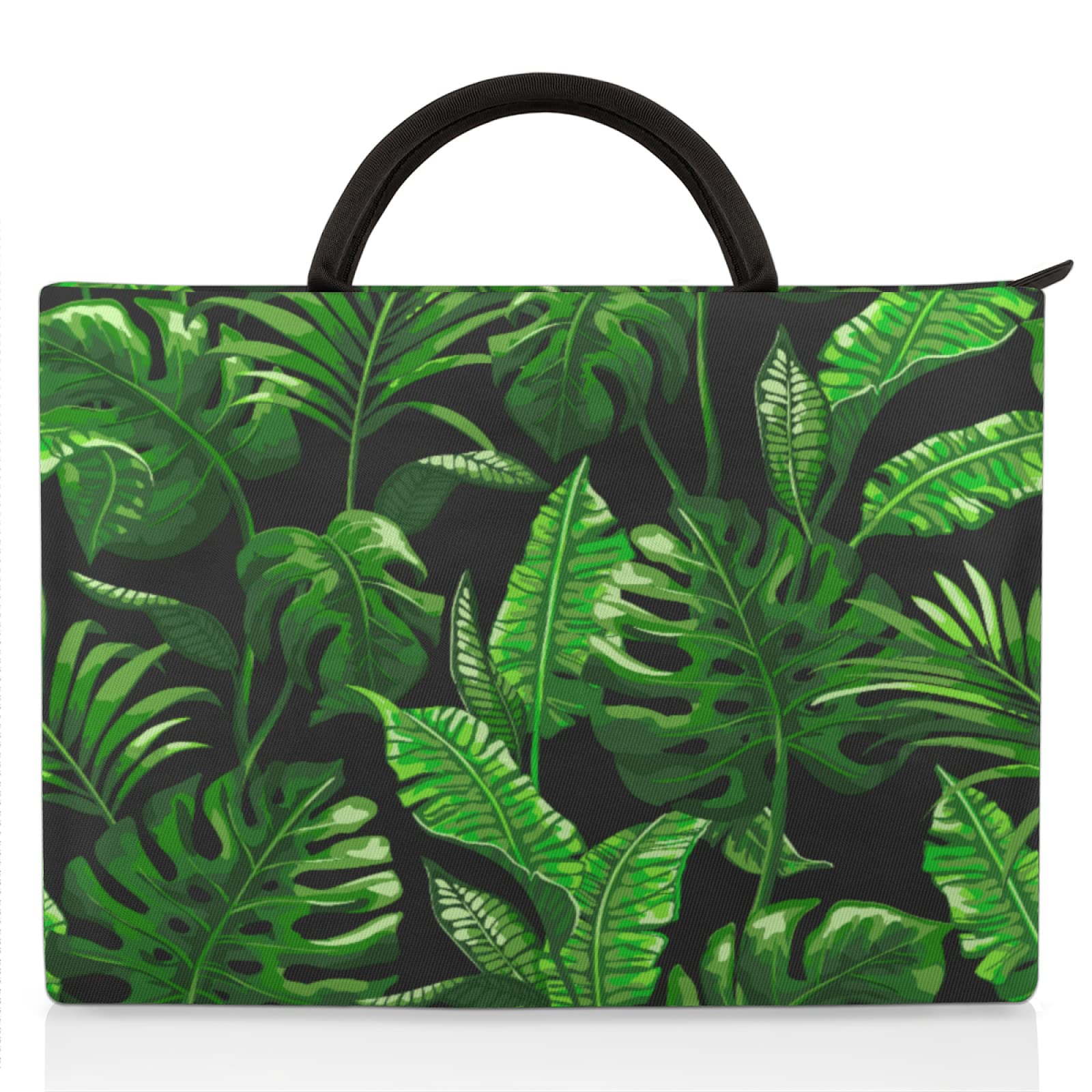 Laptop Case Bag Sleeve with Tropical Palm Monstera Leaves Design - Durable Briefcase for Computer, Tote Messenger Notebook Bag - Perfect for Work, Travel, and School