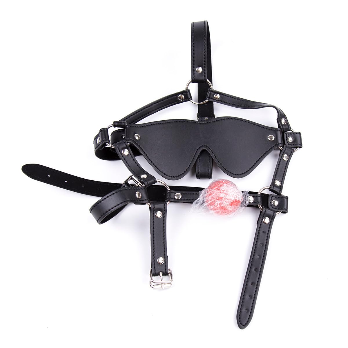 Premium Silicone Ball Gag with Adjustable Blindfold & Harness - 4cm Diameter BDSM Bondage Restraint for Adults - Perfect for Role Play, Fetish Parties & Spicing Up Your Sex Life - Durable & Comfortable Sex Toy Gift