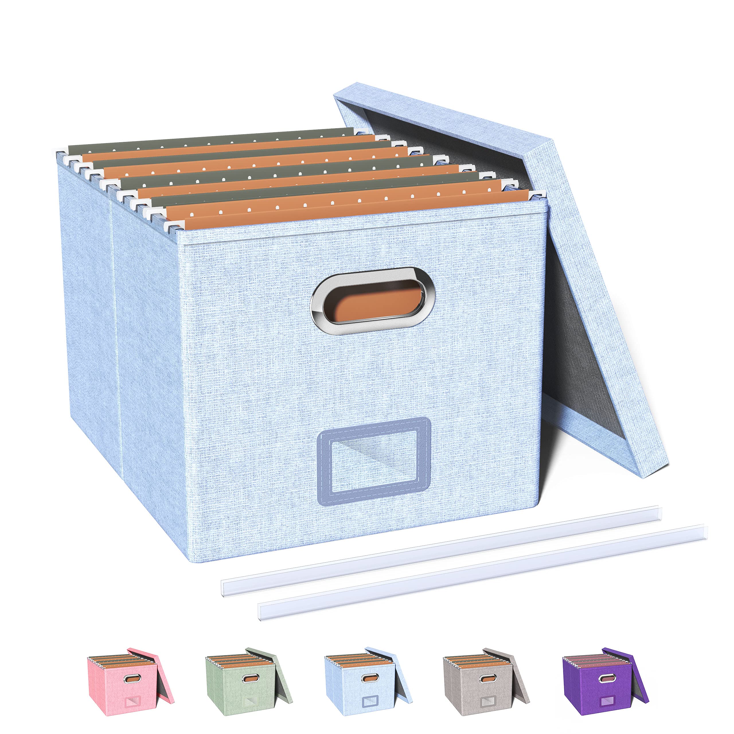 Oterri File Organizer Box with Lid - Letter & Legal Size File Storage Box, Portable Hanging File Box for Office, Home & Decor (1 Pack, Sky Blue) - Perfect for Desk Organization, Document Storage & Home Office Decor