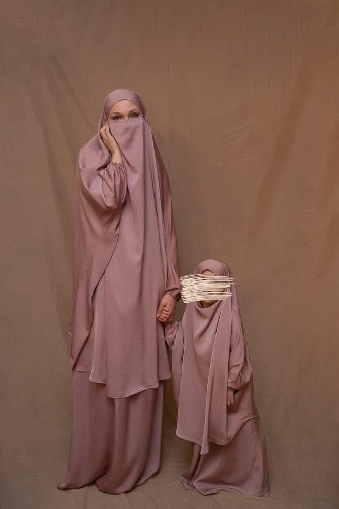 Light Pink Coraal Adult Prayer Gown - Mommy and Me Prayer Khimar Collection for Women - Perfect for Islamic Worship, Mosque Visits & Religious Ceremonies