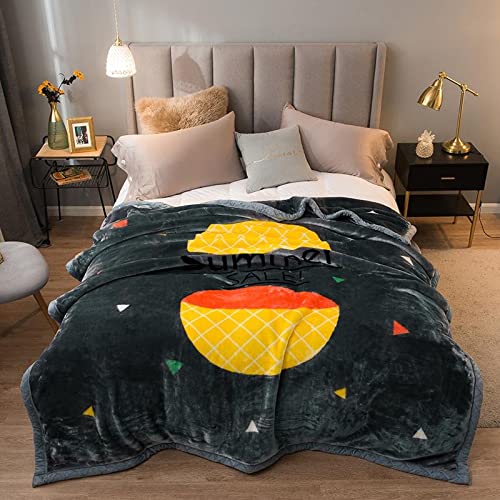 Premium Korean Mink Fleece Blanket - Ultra Soft & Warm 2-Ply Heavyweight Blanket (60x80 Inches, 5 lbs) - Pineapple Abstract Design for Cozy Bedroom, Winter Nights & Home Decor - Perfect Gift for Autumn & Winter Seasons