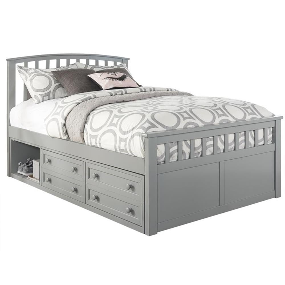 Rosebery Kids Summerland Full Bed with Storage - Gray Twin Size Bed Frame for Boys & Girls - Perfect for Small Bedrooms, Guest Rooms & Kids' Dormitories