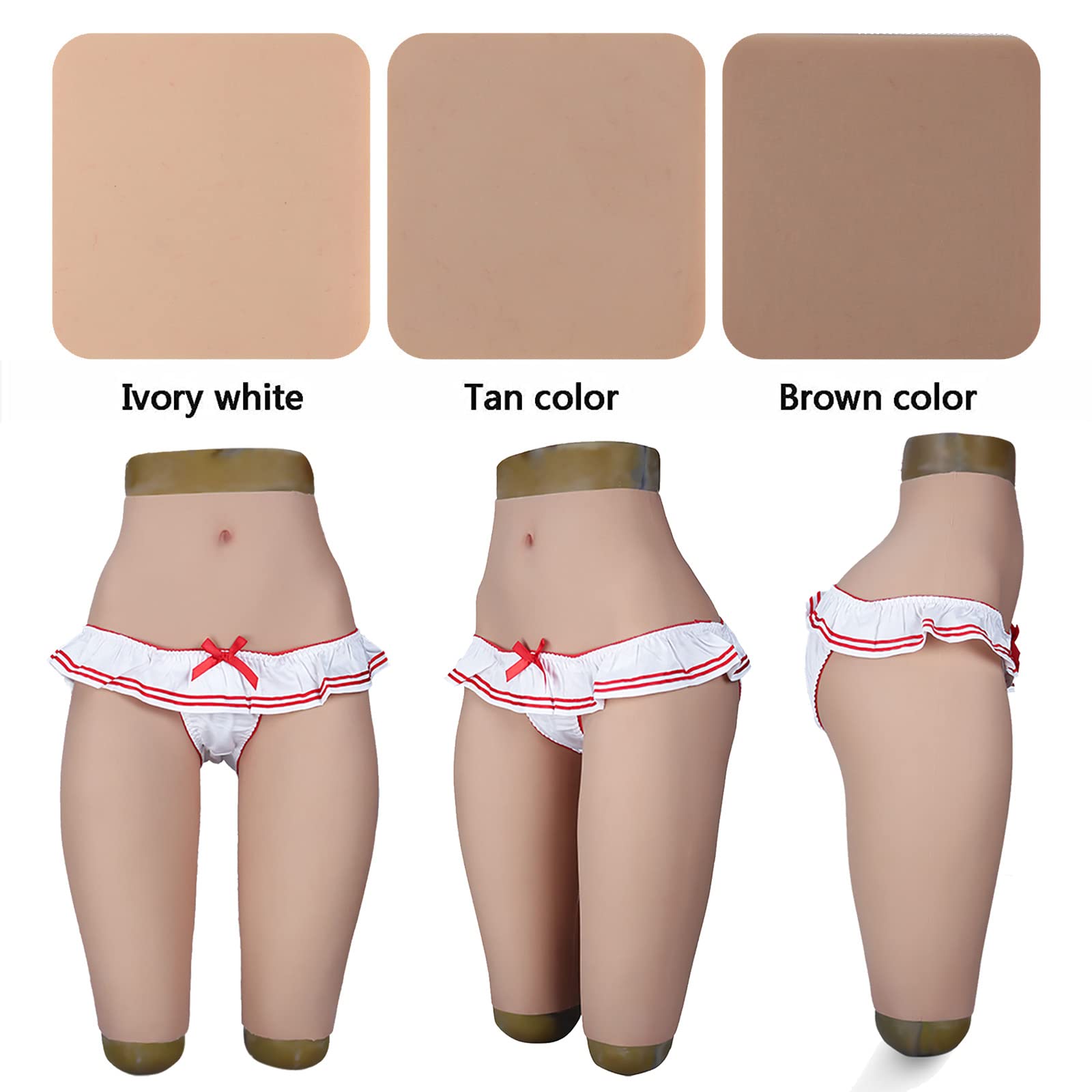 Realistic Silicone Vagina Panty - Crossdresser & Transgender Gaff Boxer Briefs with Butt Lifter Padded Enhancer (Brown) - Discreet Underwear for Smooth Feminine Look & Comfortable Daily Wear