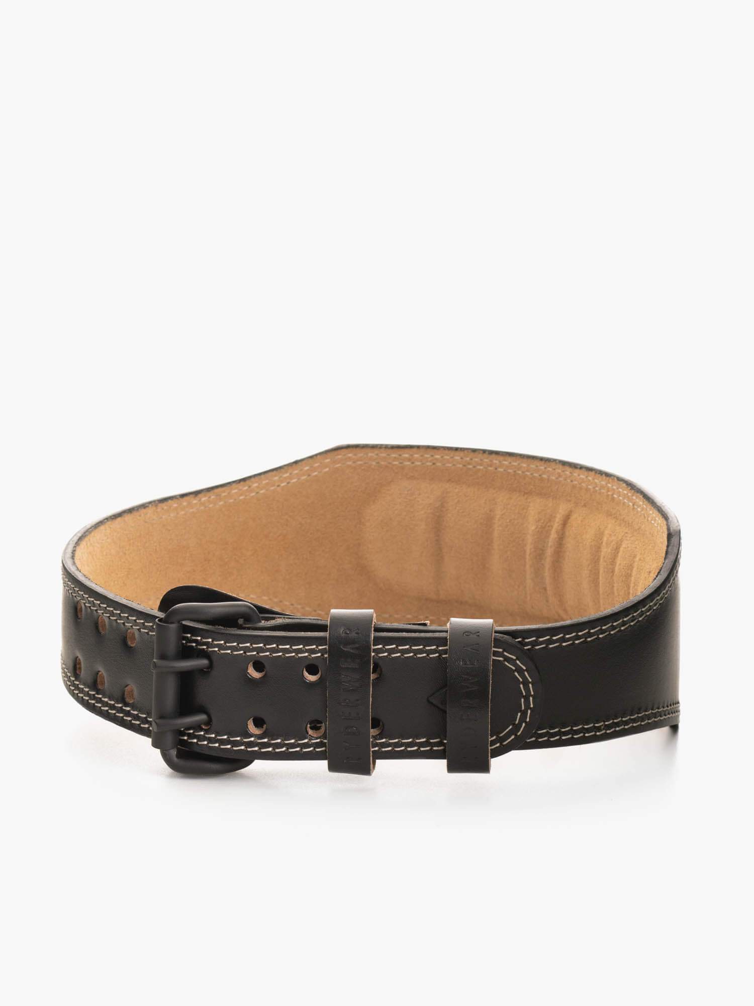Premium Leather Weight Lifting Belt for Powerlifting & CrossFit - Black - Ideal for Gym Workouts & Strength Training