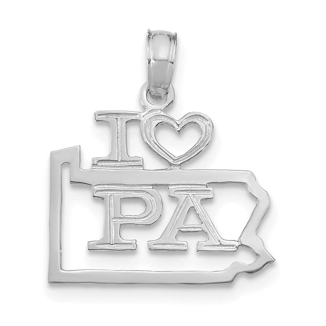 14K White Gold Solid Pennsylvania State Pendant Necklace for Women - Elegant Jewelry Gift for Birthday, Anniversary & Graduation - Perfect for Everyday Wear & Special Occasions