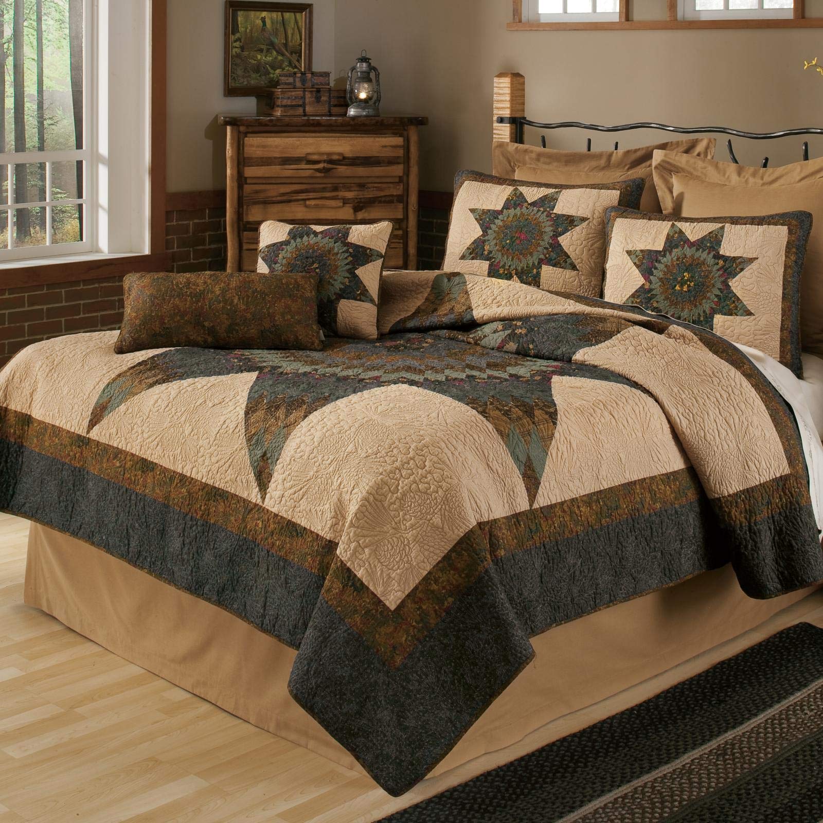 Donna Sharp Twin Bedding Set - 2 Piece Forest Star Cotton Lodge Quilt Set with Twin Quilt & Standard Pillow Sham - Machine Washable - Cozy Cabin & Farmhouse Bedroom Decor