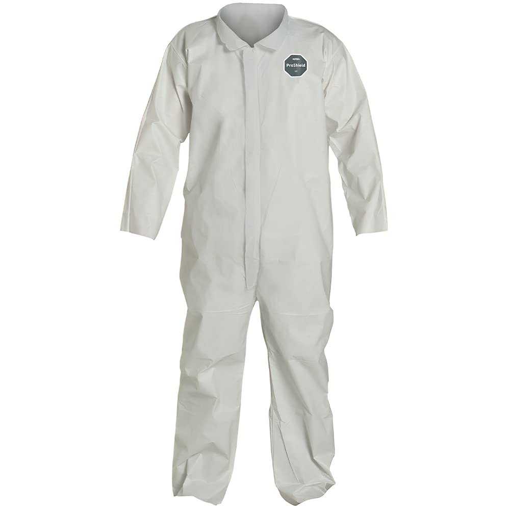 DuPont ProShield 60 NG120S Disposable Protective Coverall with Open Cuff - White, Large (Pack of 25) | Chemical Resistant Workwear for Medical, Industrial & Laboratory Safety Use