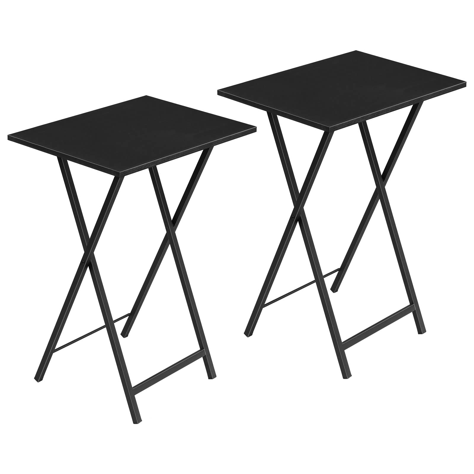 HOOBRO Folding TV Tray Tables Set of 2 - Industrial Snack Side Tables for Small Spaces with Stable Metal Frame - Easy Assembly Space Saving Black (BK25BZ01) - Perfect for Eating at Couch, Bedroom, or Dorm Room