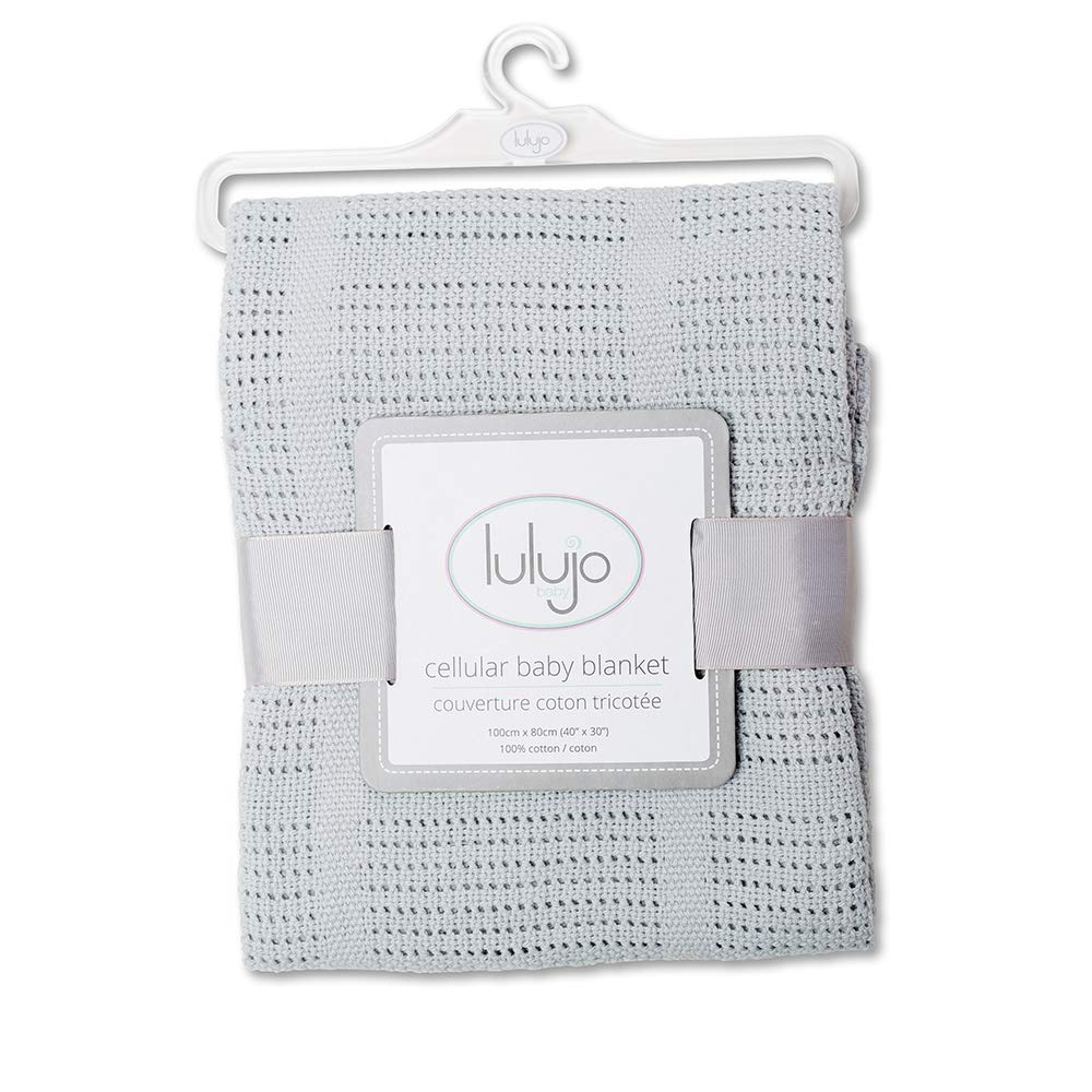 Lulujo Baby Blanket - Soft Grey Cellular Blanket for Nursery & Stroller
