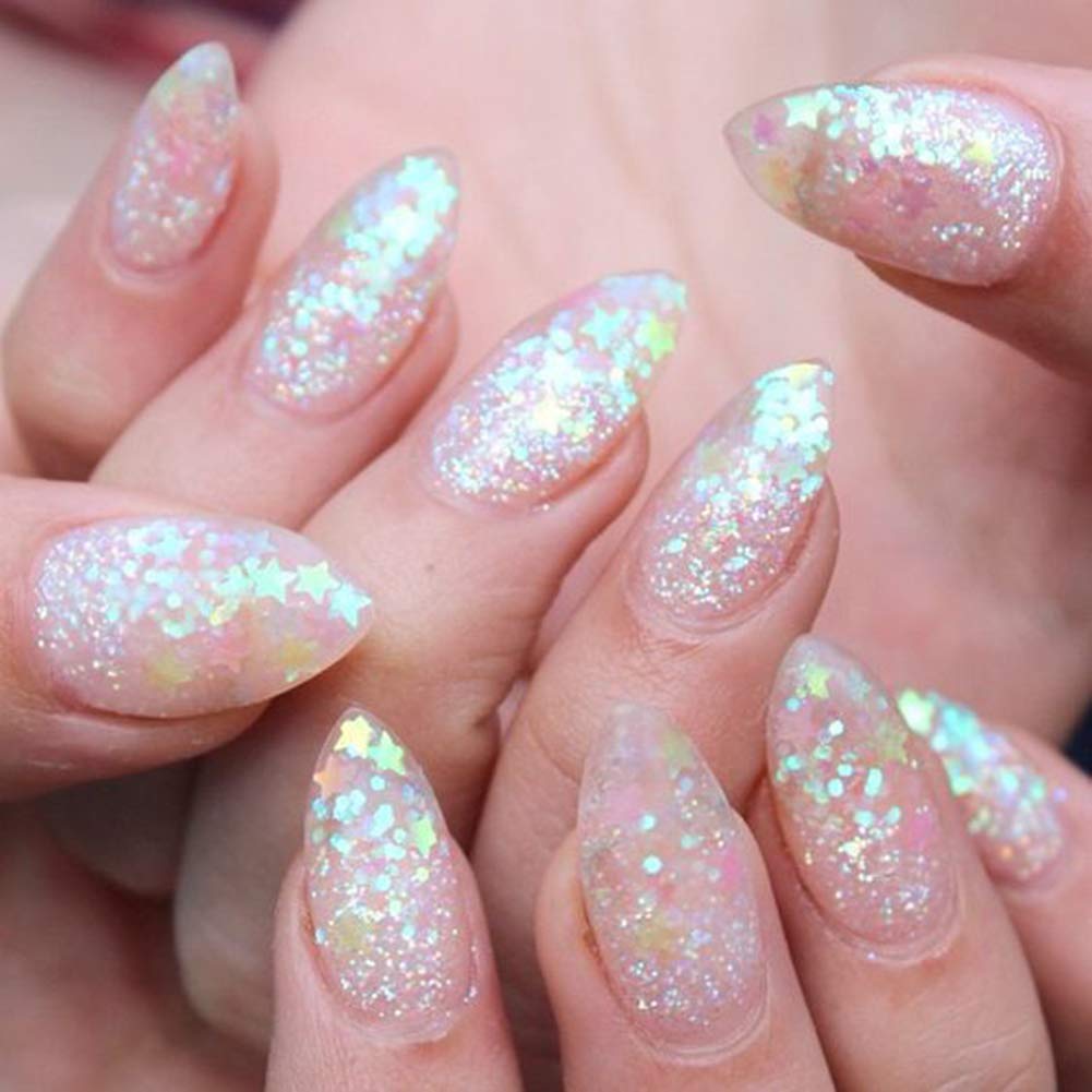 3D Mermaid Sequins Flakes - Iridescent DIY Glitter Stickers for Nail Art, Manicure & Makeup Decoration (12 Pots) | Perfect for Party Nails, Salon Designs & DIY Beauty Projects