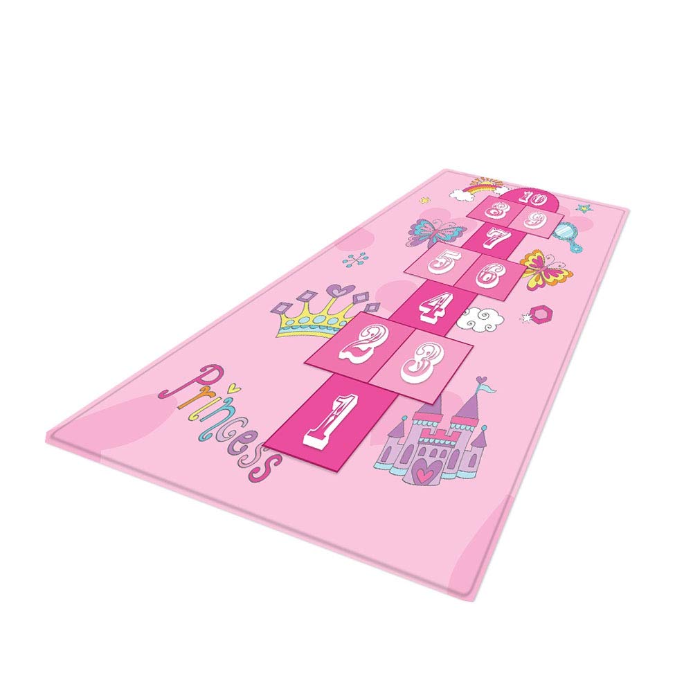 **Pink Hopscotch Playmat for Girls - Soft, Durable & Educational Nursery Rug for Playroom, Bedroom - Perfect for Toddler Play, Crawling & Learning Activities**    *(Use Case: Ideal for indoor playtime, early childhood development, and creating a fun, safe space for toddlers to crawl, learn, and explore!)*