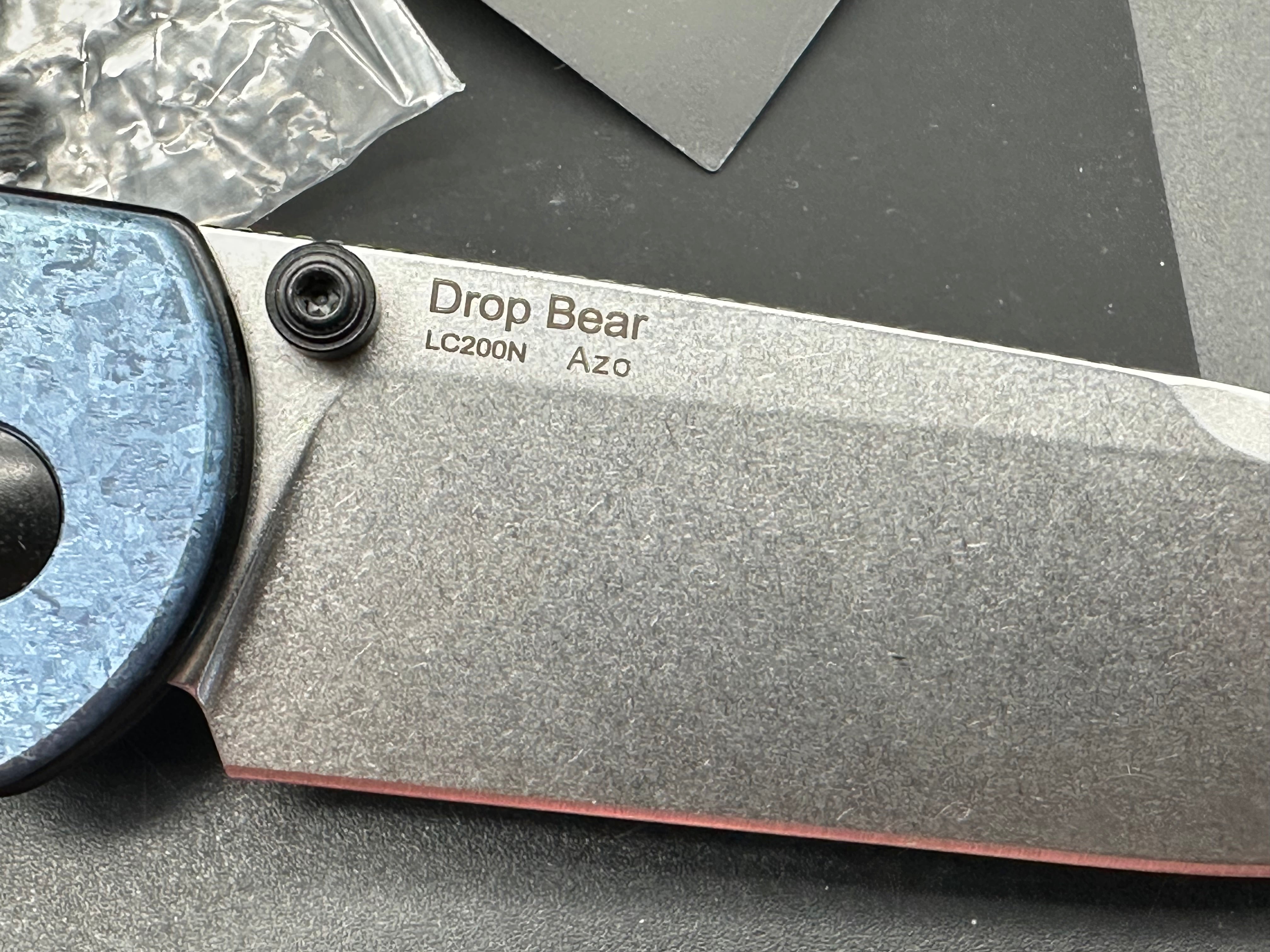 Kizer Azo Drop Bear Clutch Lock Folding Knife - Titanium Handle with 3 Stonewash Finish - EDC Pocket Knife for Camping, Hiking & Outdoor Adventures