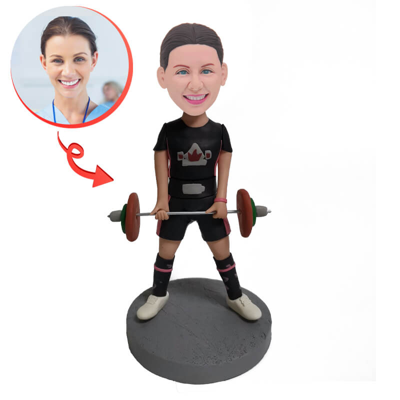 Custom Female Weightlifter Bobblehead - Personalized Gift for Gym Lovers, Fitness Enthusiasts & Athletes - Perfect for Workout Motivation, Office Desk Decor & Sports Awards