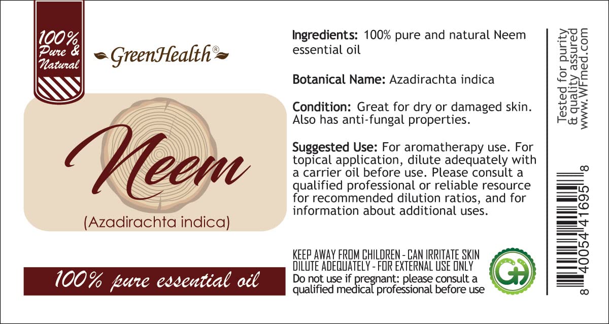 GreenHealth 100% Pure Neem Oil - 1oz Bottle for Organic Gardening, Pest Control & Skin Care | Natural Plant Protection & DIY Beauty Solution