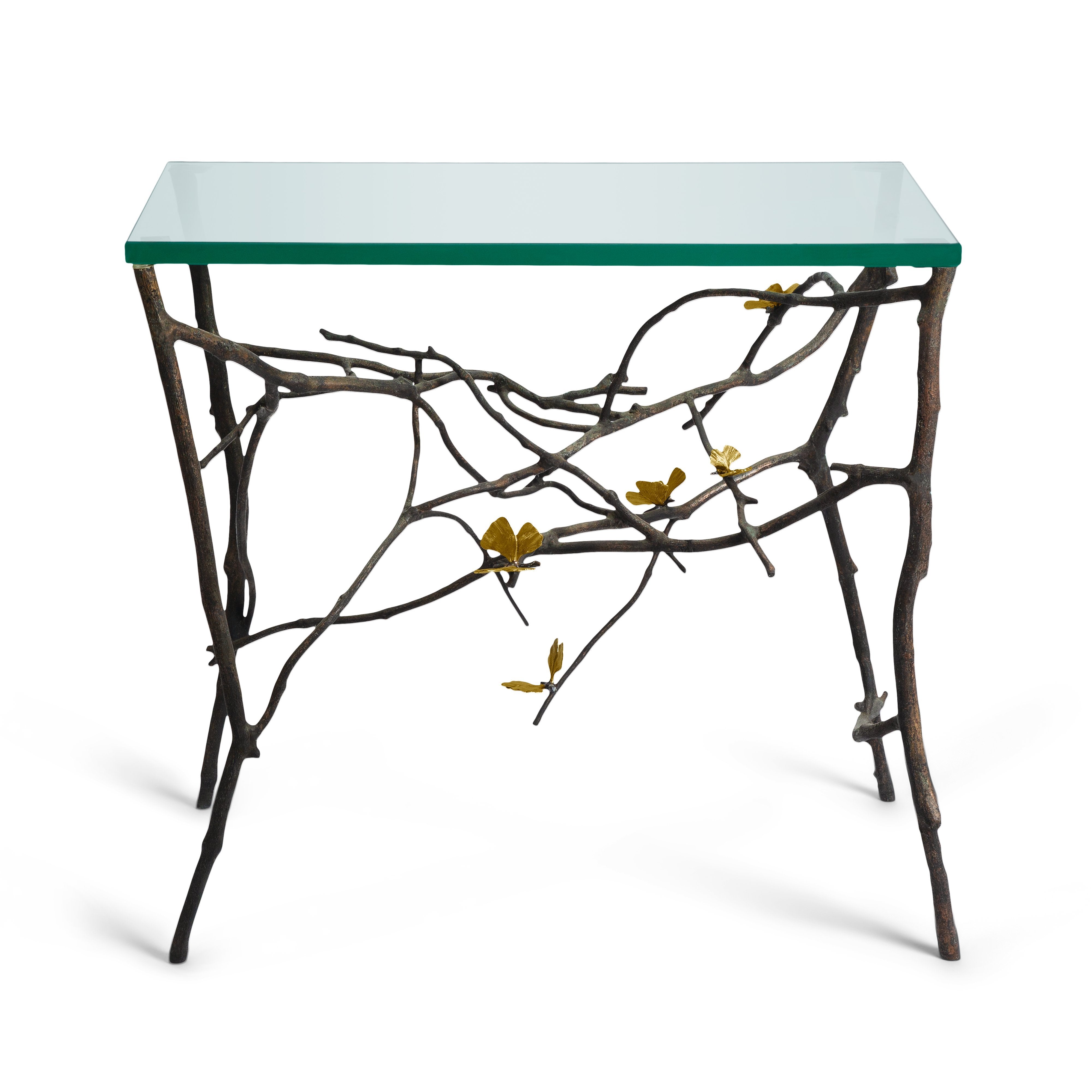 Butterfly Ginkgo Side Table - Modern Wooden End Table for Living Room, Bedroom, or Office - Small Accent Table with Unique Butterfly Design - Perfect for Home Decor and Functional Storage