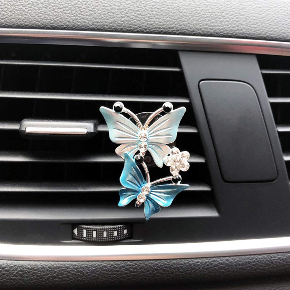 2Pcs Car Air Vent Diffuser Clips - Aromatherapy Vent Decorations with Refillable Pads (Rosy & Blue) - Perfect for Freshening Your Car, Office, or Home