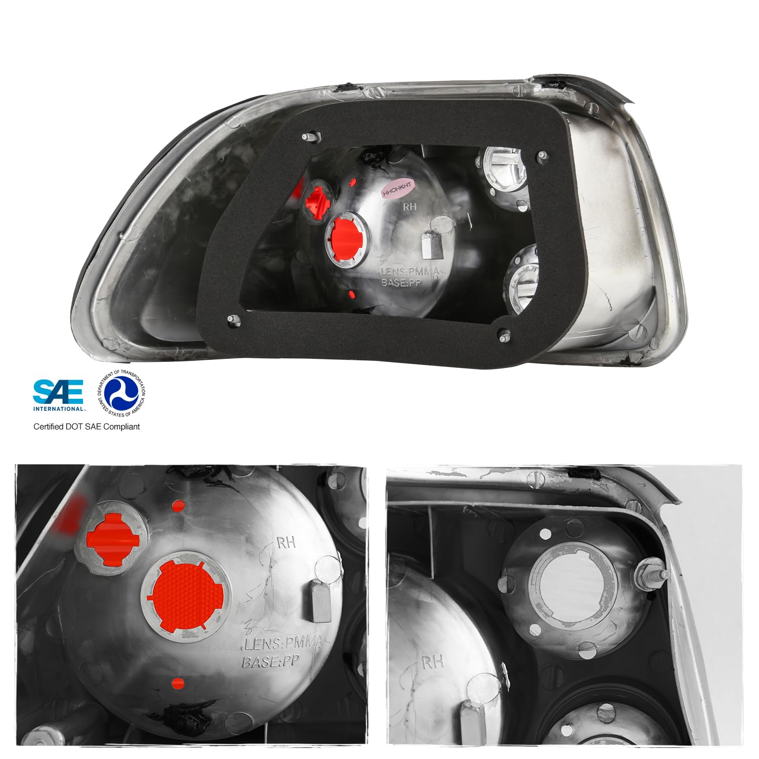 AKKON JDM Black Tail Brake Lights Lamp Pair for 1993-1997 Honda Civic Del Sol Sport Coupe - Left + Right Replacement - Perfect for Night Driving & Car Customization