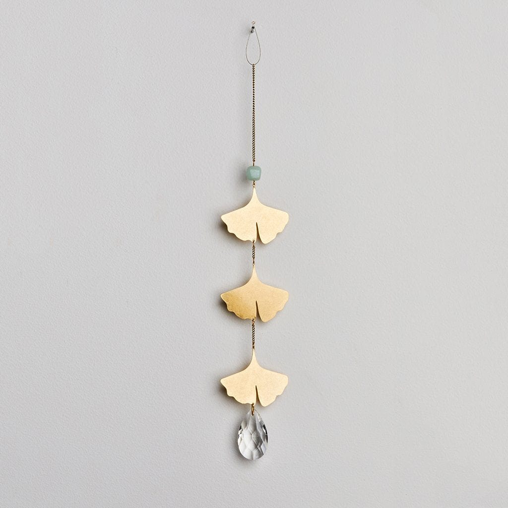 Handmade Botanical Leaf & Amazonite Suncatcher - Natural Crystal Window Decor for Home, Office & Meditation Spaces | Perfect for Sunlight Reflection & Positive Energy