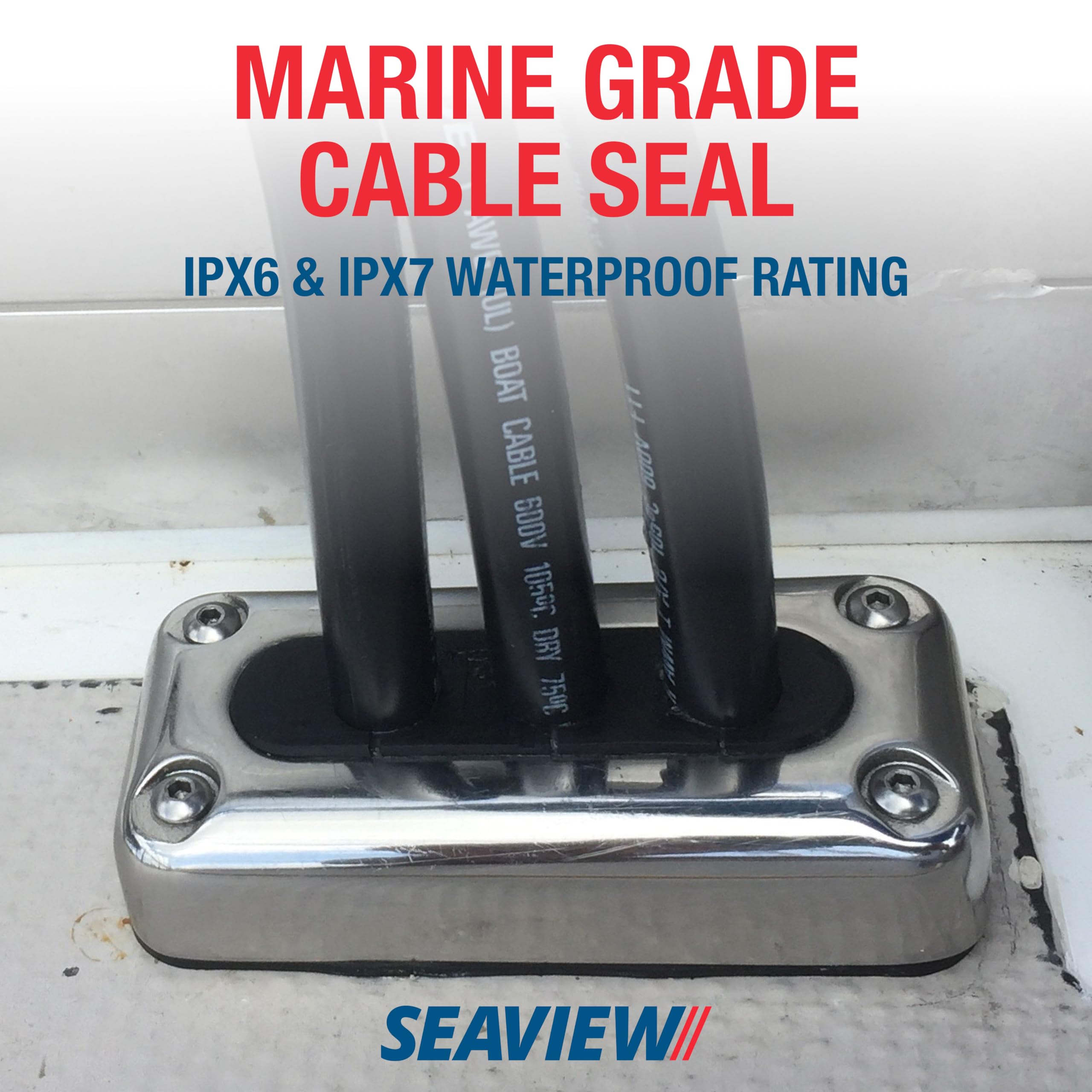 SEAVIEW Multi-Cable Rectangle Cable Gland - Marine Grade Waterproof Cable Seal for Boats, RVs & Outdoor Electrical Installations