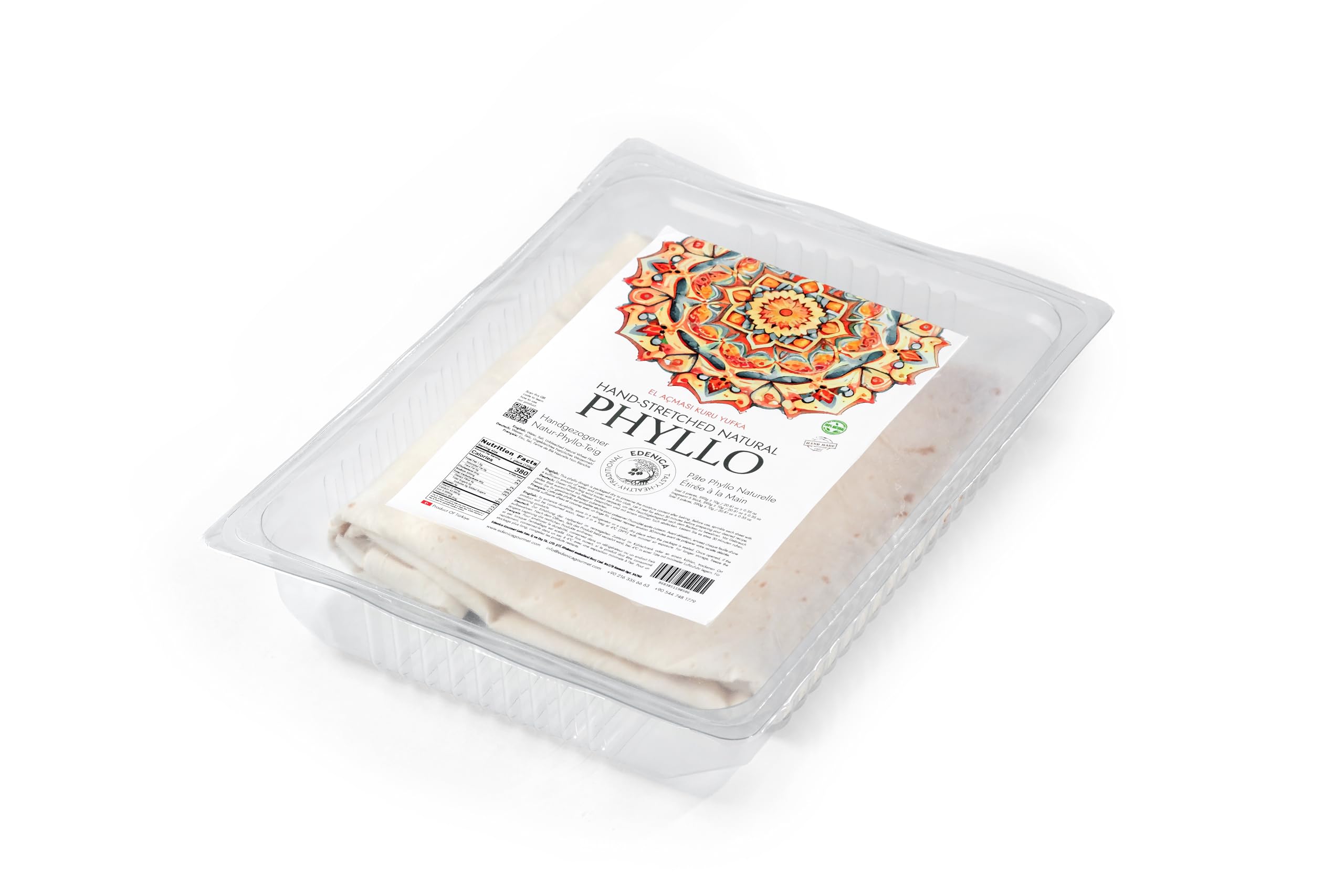 Edenica Handmade Phyllo Dough for Borek, Turkish Yufka & Pastries - Pre-Baked Ultra Thin Filo Pastry Sheets (5-Pack) - Perfect for Baklava, Burek & Mediterranean Recipes