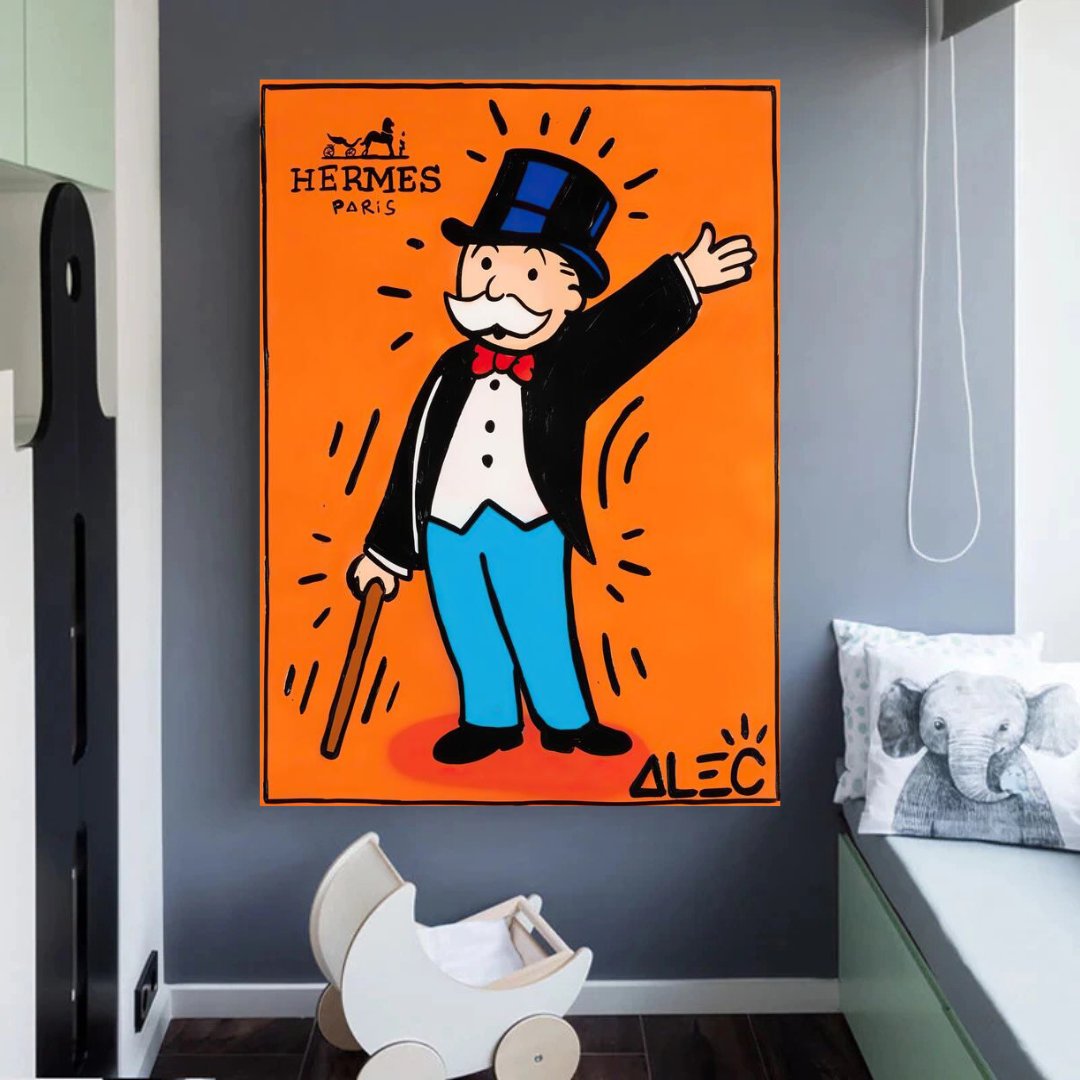 Alec Monopoly Hermes Magician Art Print - Unique Wall Decor for Living Room, Bedroom & Office | Pop Art Canvas Painting for Home & Gift