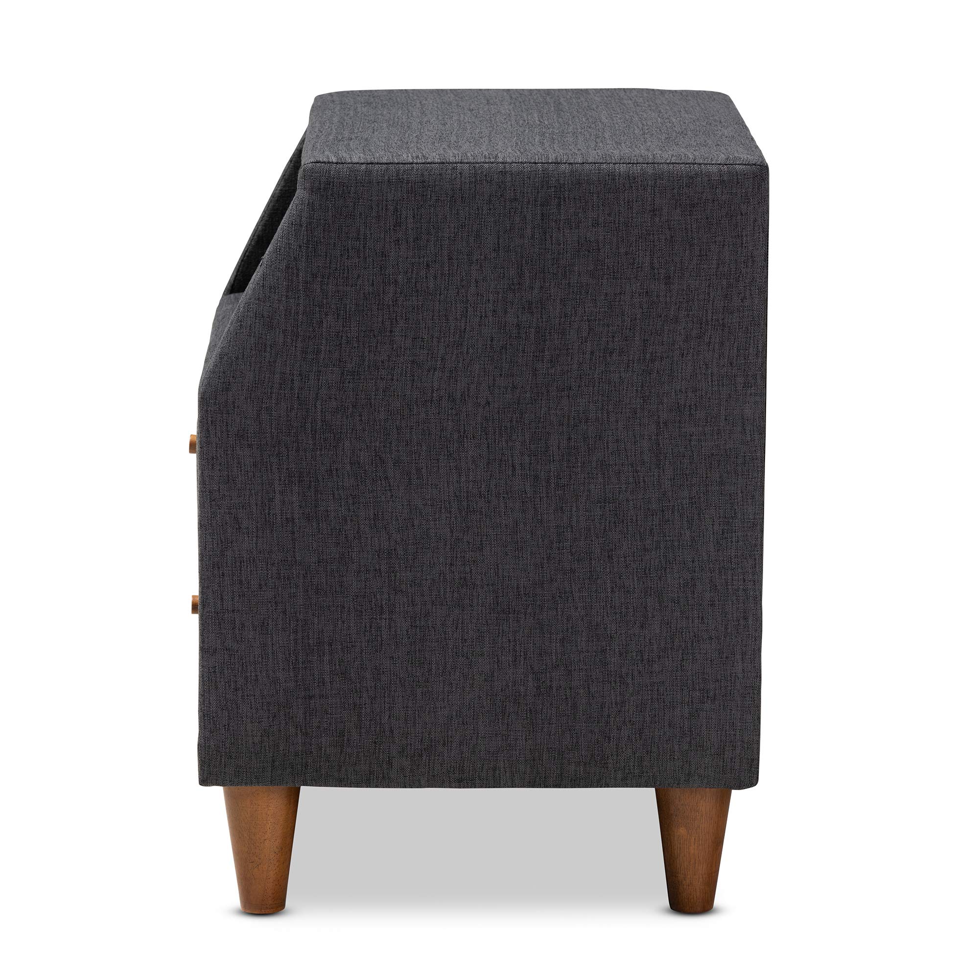 Baxton Studio Modern Nightstand - Charcoal Finish Bedside Table for Bedroom, Living Room & Guest Room - Compact Size with Storage Shelf