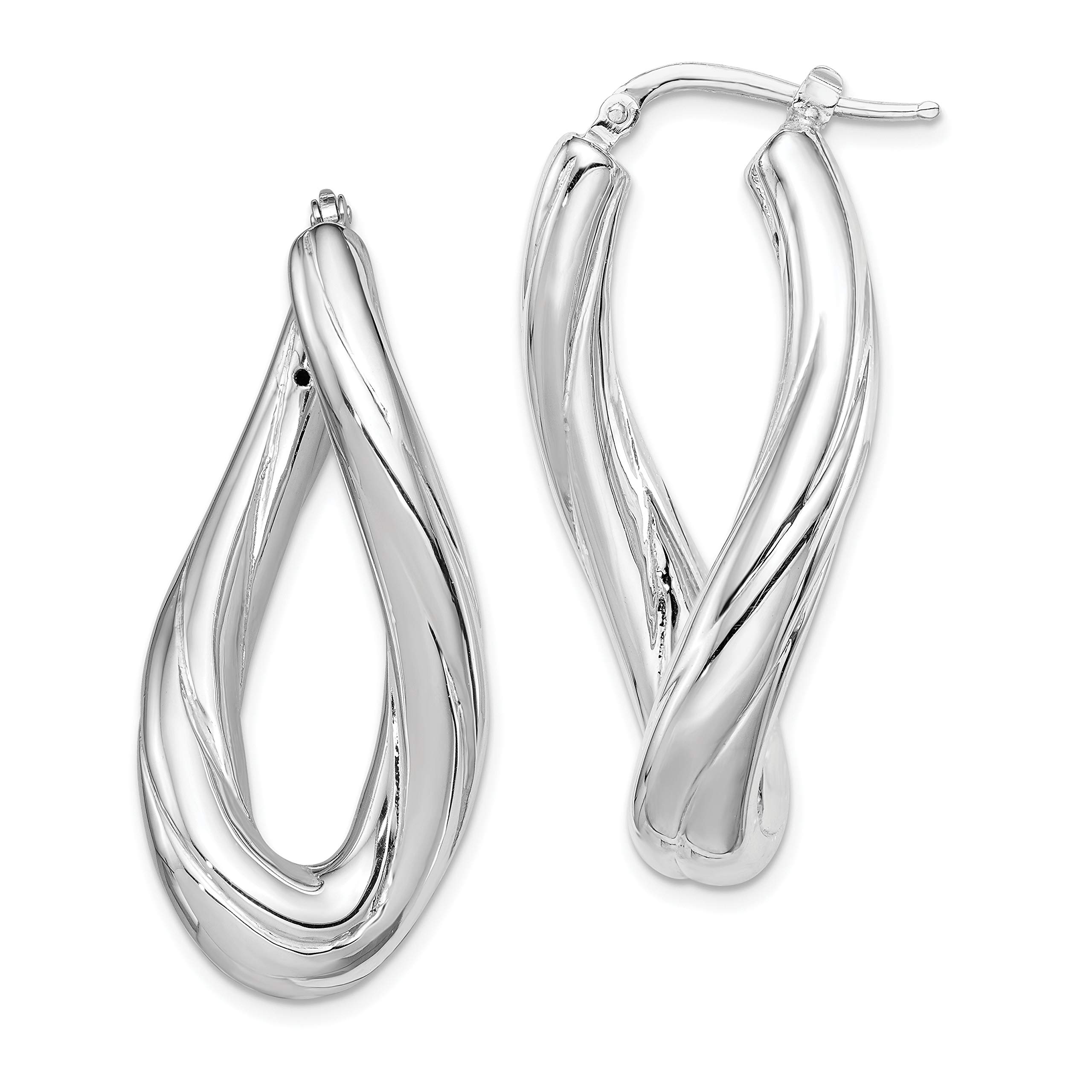 925 Sterling Silver Twisted Oval Large Hoop Earrings for Women - Trendy Chunky Statement Jewelry - Perfect for Parties, Weddings & Everyday Wear