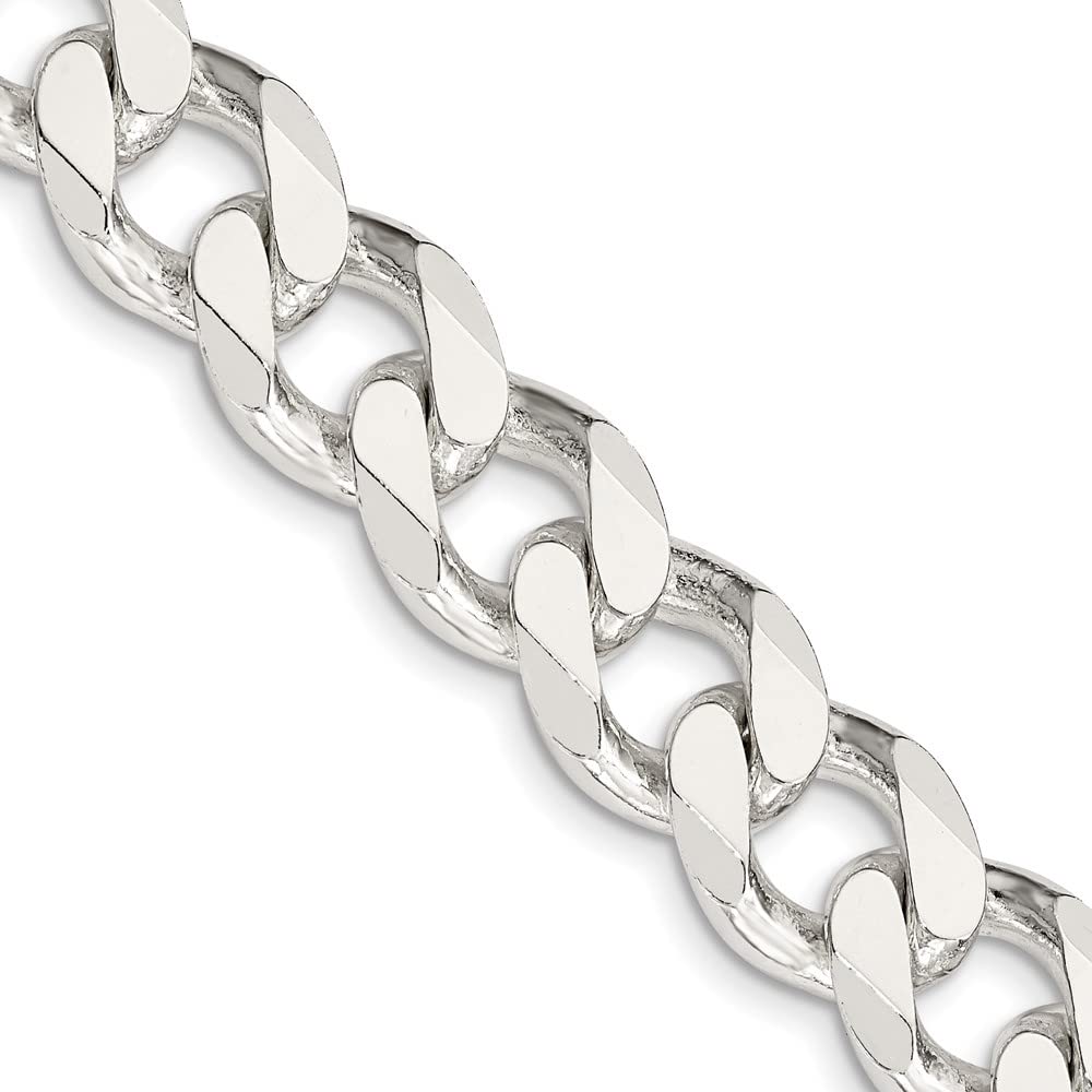 Diamond2Deal Sterling Silver 13mm Curb Chain Necklace for Men & Women - Trendy Layered Jewelry for Everyday Wear, Gifts & Special Occasions