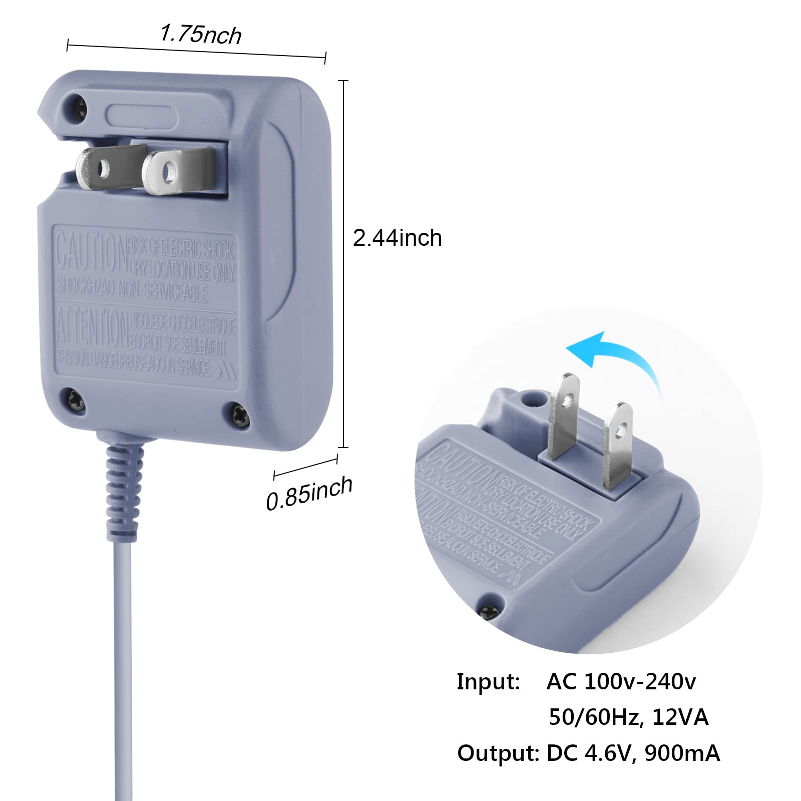 Original Nintendo DS Lite Charger Replacement AC Adapter Wall Plug - 100-240V Power Supply for NDSL - Perfect for Home, Travel & Gaming Sessions