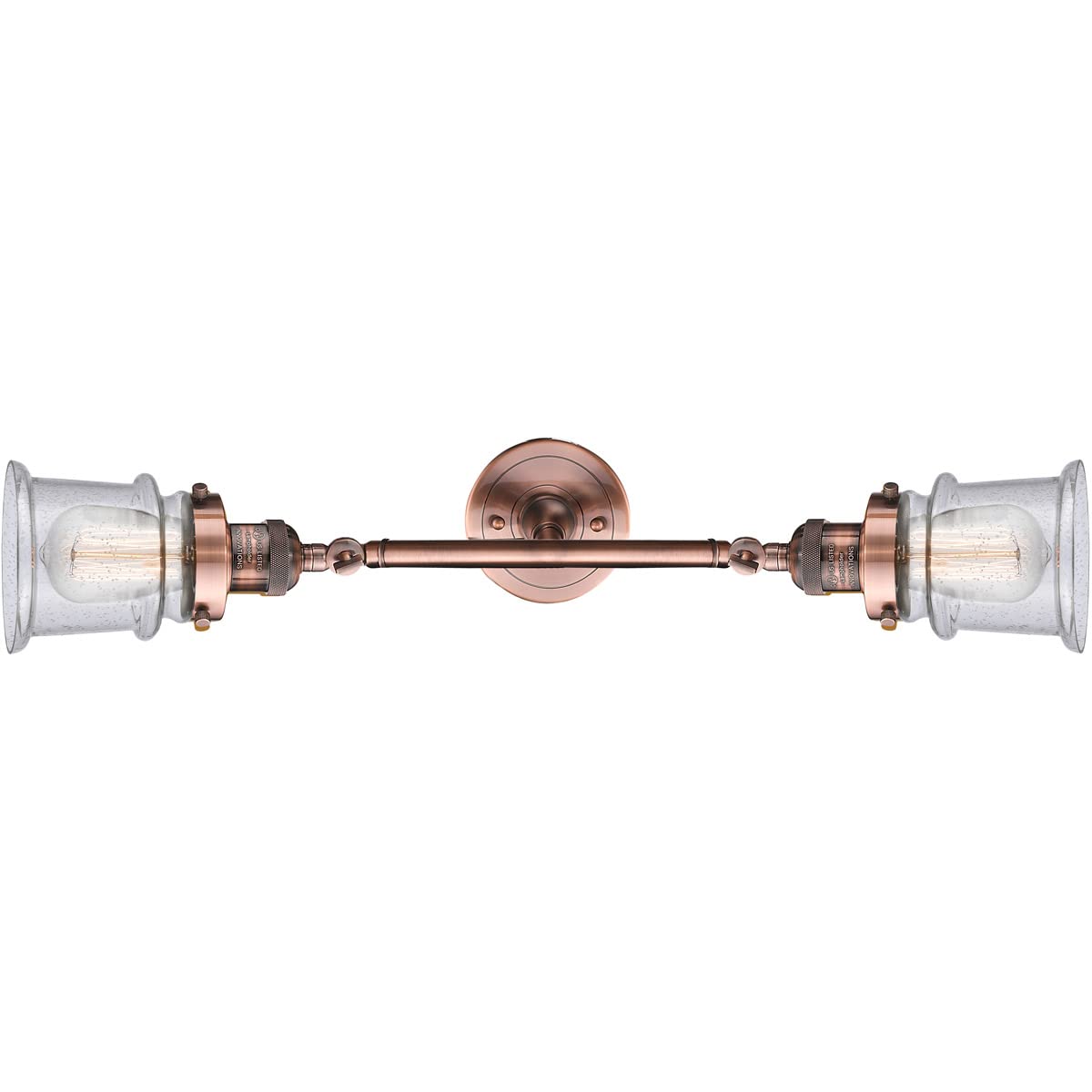 Franklin Restoration Collection Antique Copper 2-Light Bathroom Vanity Light - Small Canton Design with LED Bulbs for Modern & Vintage Bathrooms