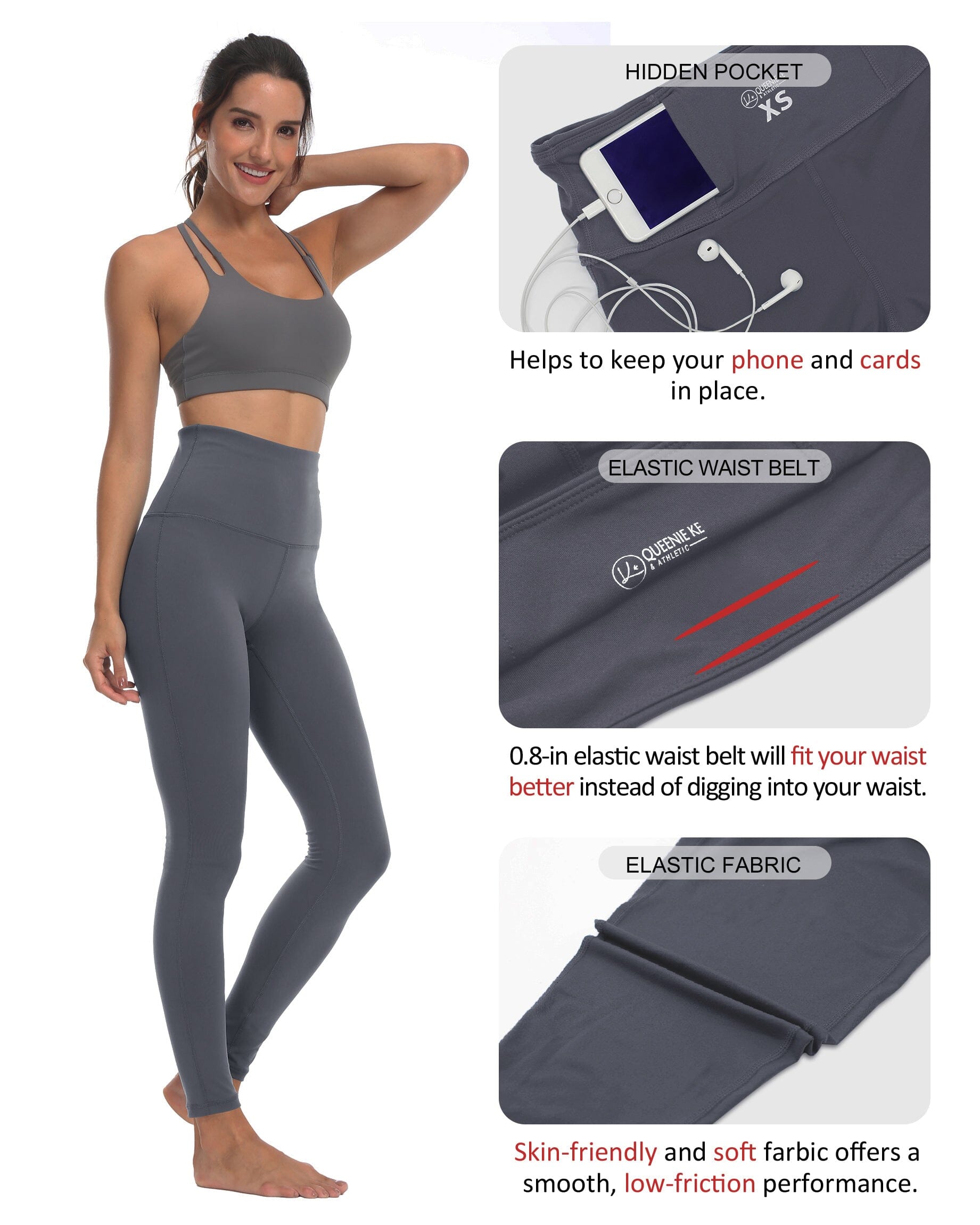 High Waist Tummy Control Yoga Pants for Women - Seamless Workout Leggings with Side Pockets - Perfect for Yoga, Gym, Running & Everyday Wear