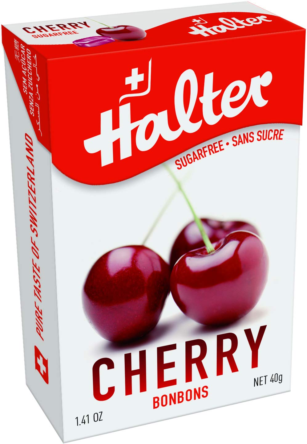 Sugar Free Halter Candies - Cherry Flavor, 1.41oz (8-Pack) | Low Calorie Keto-Friendly Snacks for Diabetics & Weight Loss - Perfect for Office, Travel & Movie Nights