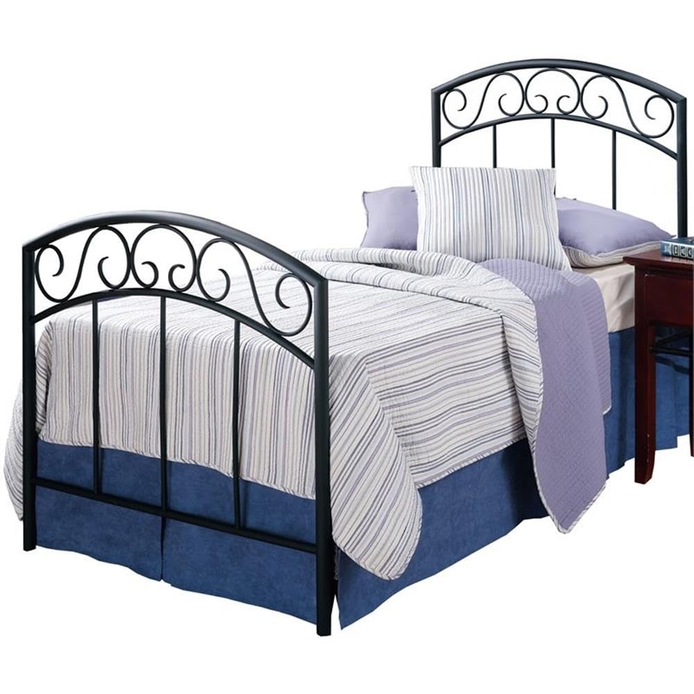 Rosebery Kids Contemporary Twin Metal Spindle Bed Frame - Textured Black Finish - Sturdy & Modern Design for Children's Bedroom, Guest Room or Dorm