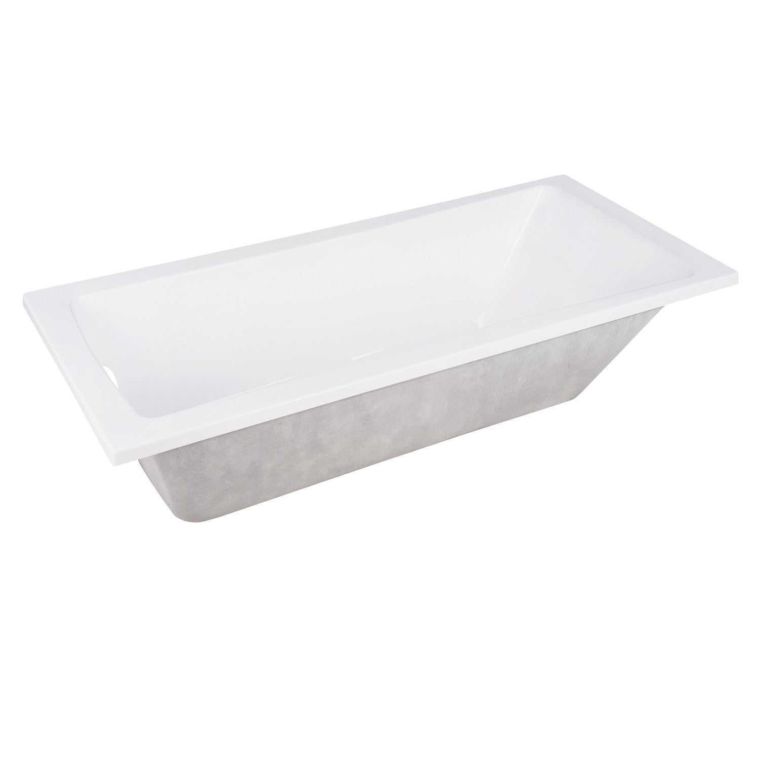 Aqua Eden 59-Inch Acrylic Rectangular Drop-In Bathtub with Reversible Drain - Glossy White Freestanding Soaking Tub for Modern Bathroom Renovation & Spa Relaxation