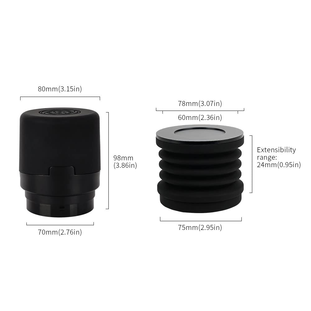 Baratza Encore Compatible Single Dose Coffee Grinder Hopper with Silicone Bellows & Metal Lid - Eliminates Residual Coffee Grounds - Perfect for Home Baristas & Specialty Coffee Brewing (Black)