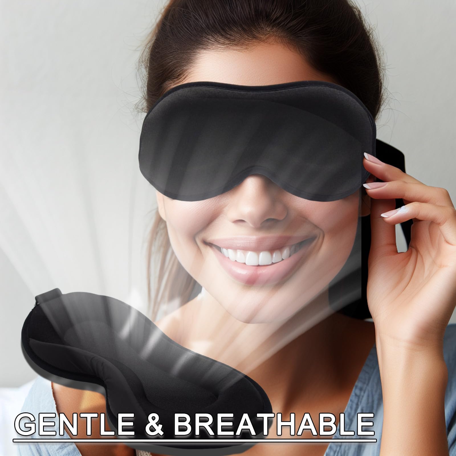 3D Sleep Mask for Sleeping - 100% Blackout Eye Mask for Women & Men | Adjustable Eyelash-Friendly Design | Breathable Travel Eye Mask for Side Sleepers | Perfect for Yoga, Flights & Nighttime Relaxation